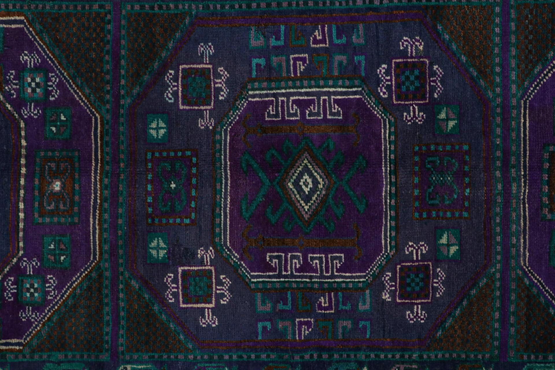 Rare Vintage Oushak Runner Rug in Teal, with Geometric Pattern from Rug & Kilim In Good Condition For Sale In Long Island City, NY