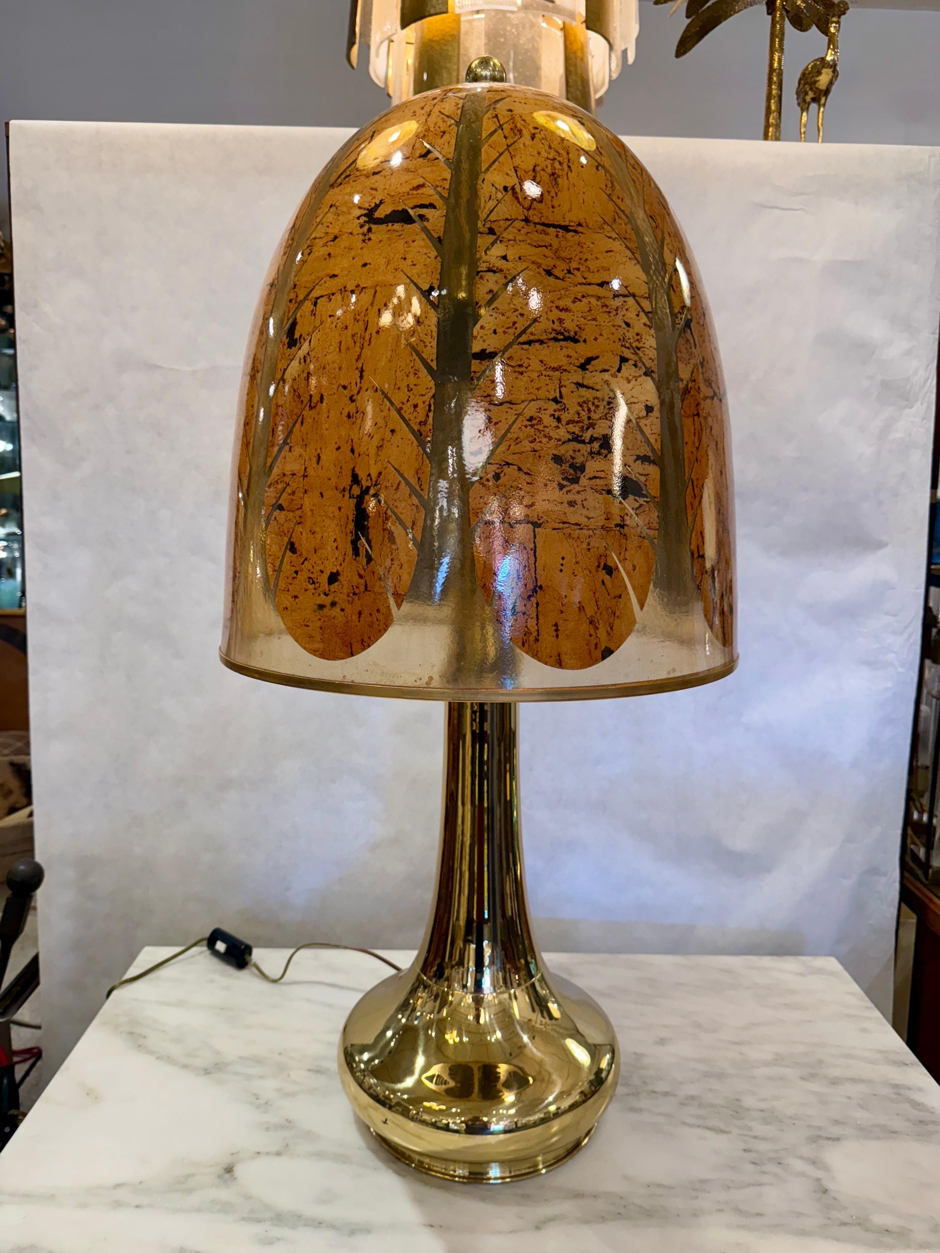 Rare Vintage Oversized Tobacco Leaf, Resin and Brass Table Lamp For Sale 1