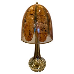 Rare Vintage Oversized Tobacco Leaf, Resin and Brass Table Lamp