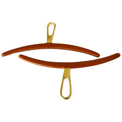 Rare Vintage Pair of Brass Hanger Leather Covered by Carl Auböck, 1950