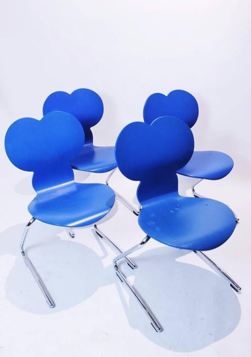 Plywood  Pantoflex Mickey Mouse Chair in Blue by Verner Panton for Vs Möbel