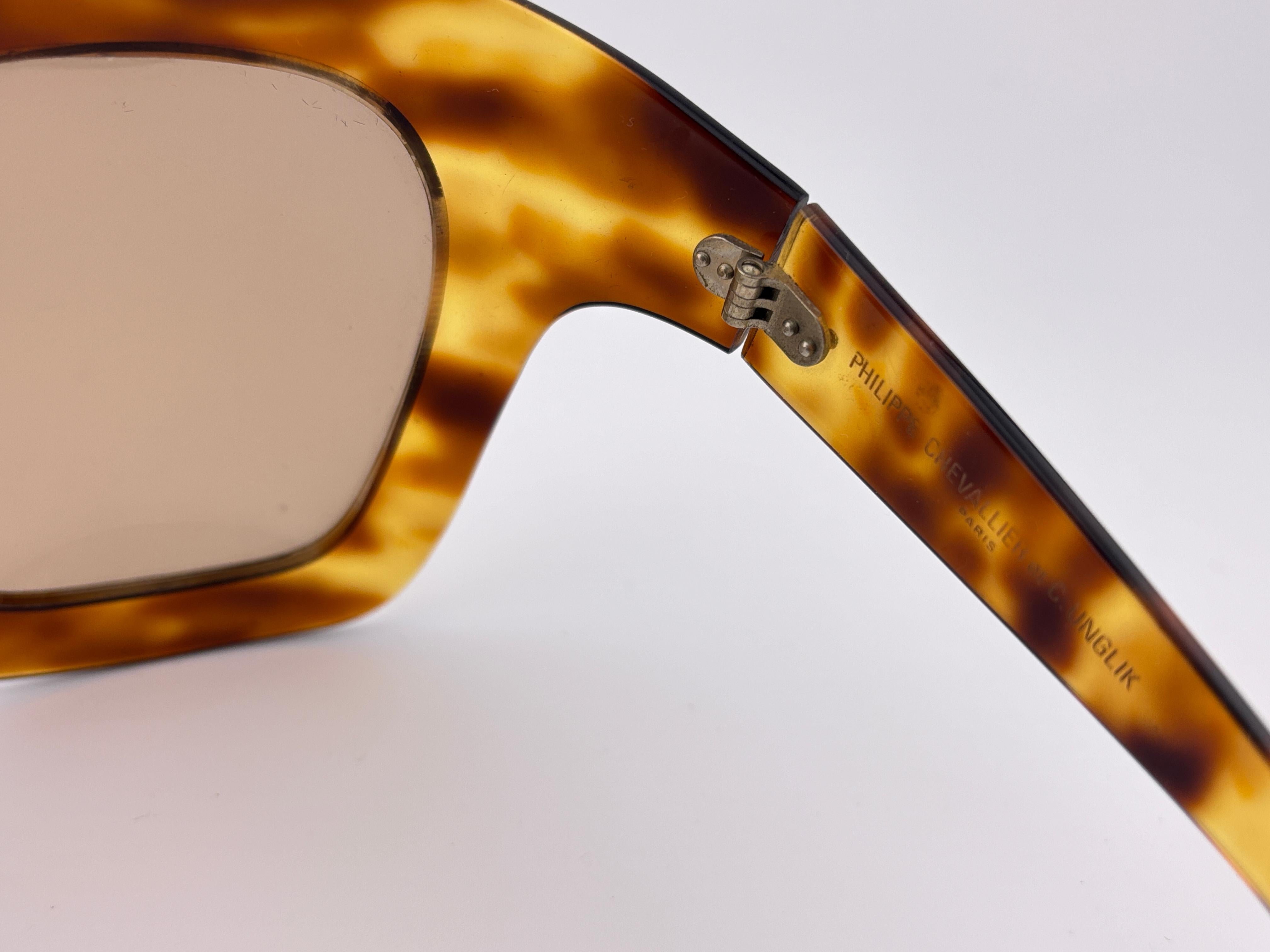 Seltene Vintage Philippe Chevallier Maske Schildpatt überdimensioniert 1960er Sonnenbrille im Angebot 6