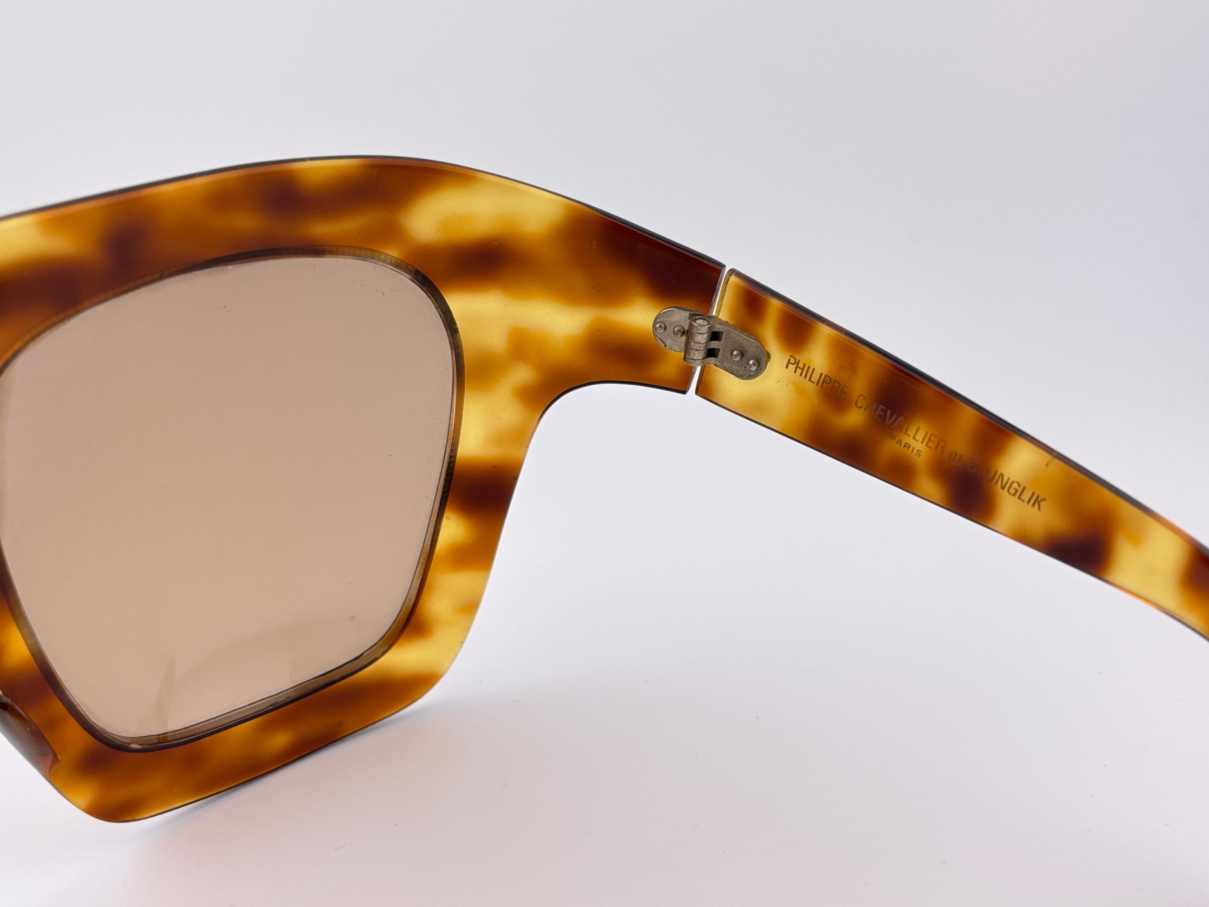 Seltene Vintage Philippe Chevallier Maske Schildpatt überdimensioniert 1960er Sonnenbrille im Angebot 7