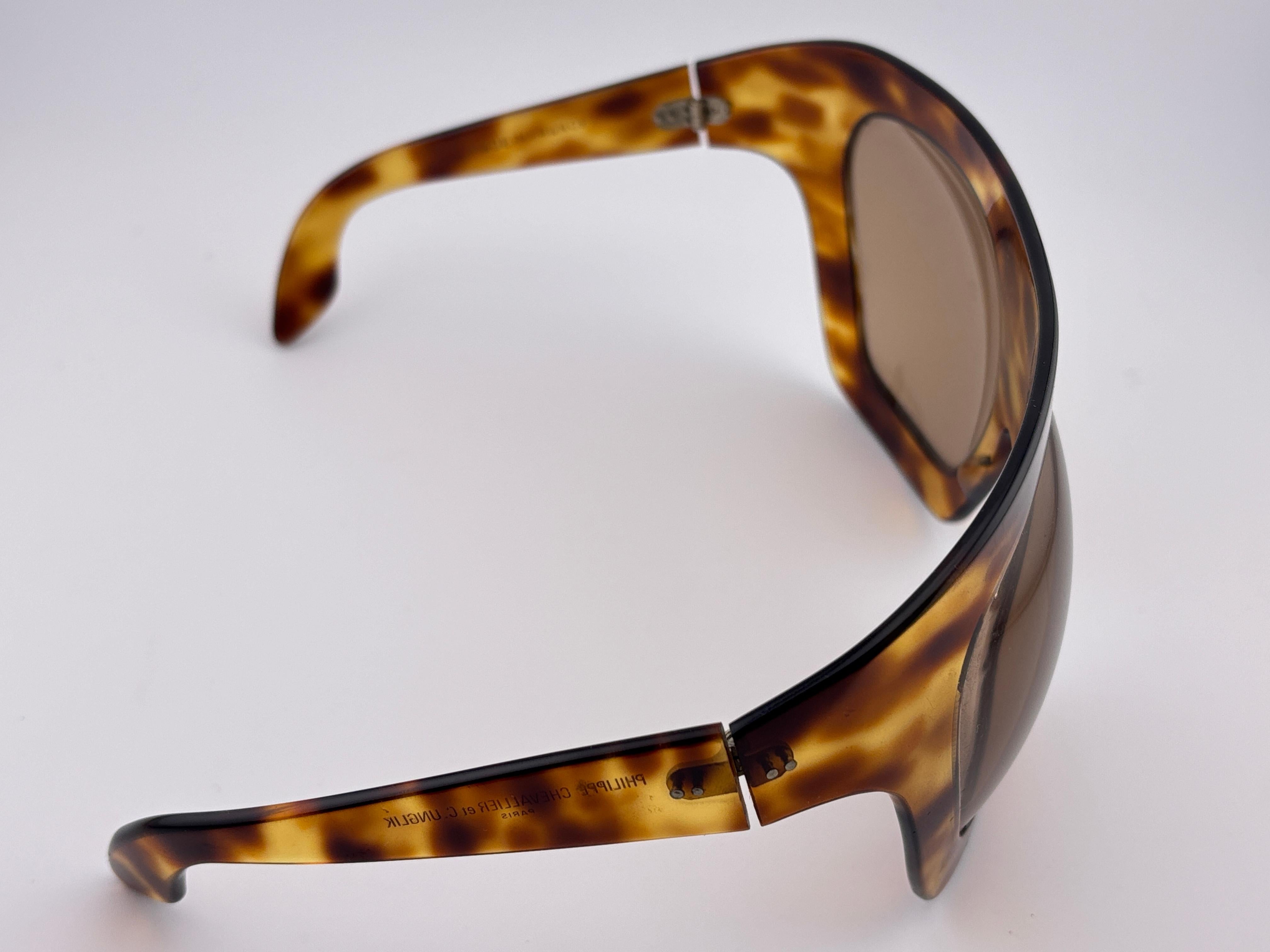 Seltene Vintage Philippe Chevallier Maske Schildpatt überdimensioniert 1960er Sonnenbrille im Zustand „Gut“ im Angebot in Baleares, Baleares