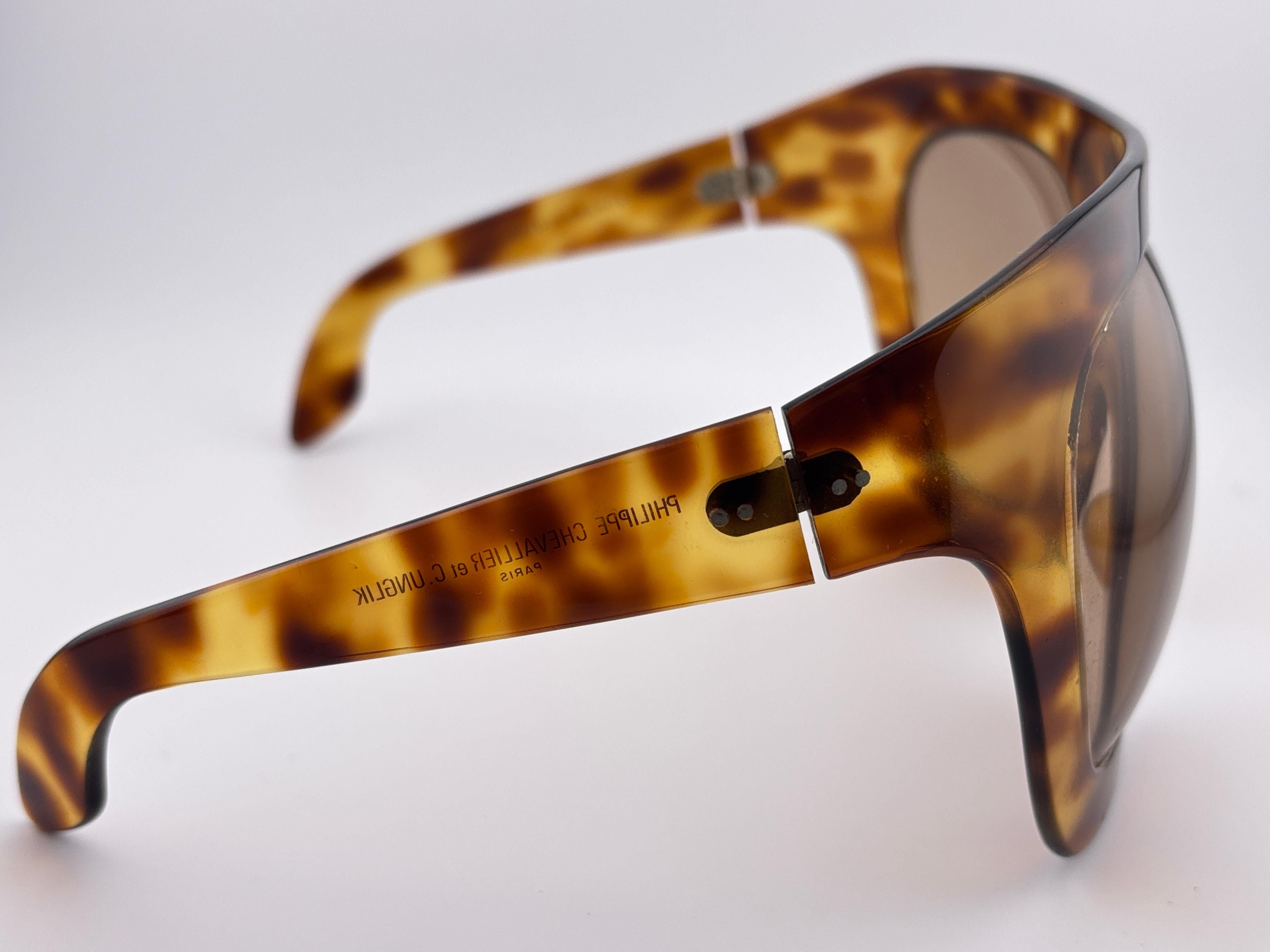 Seltene Vintage Philippe Chevallier Maske Schildpatt überdimensioniert 1960er Sonnenbrille Herren im Angebot