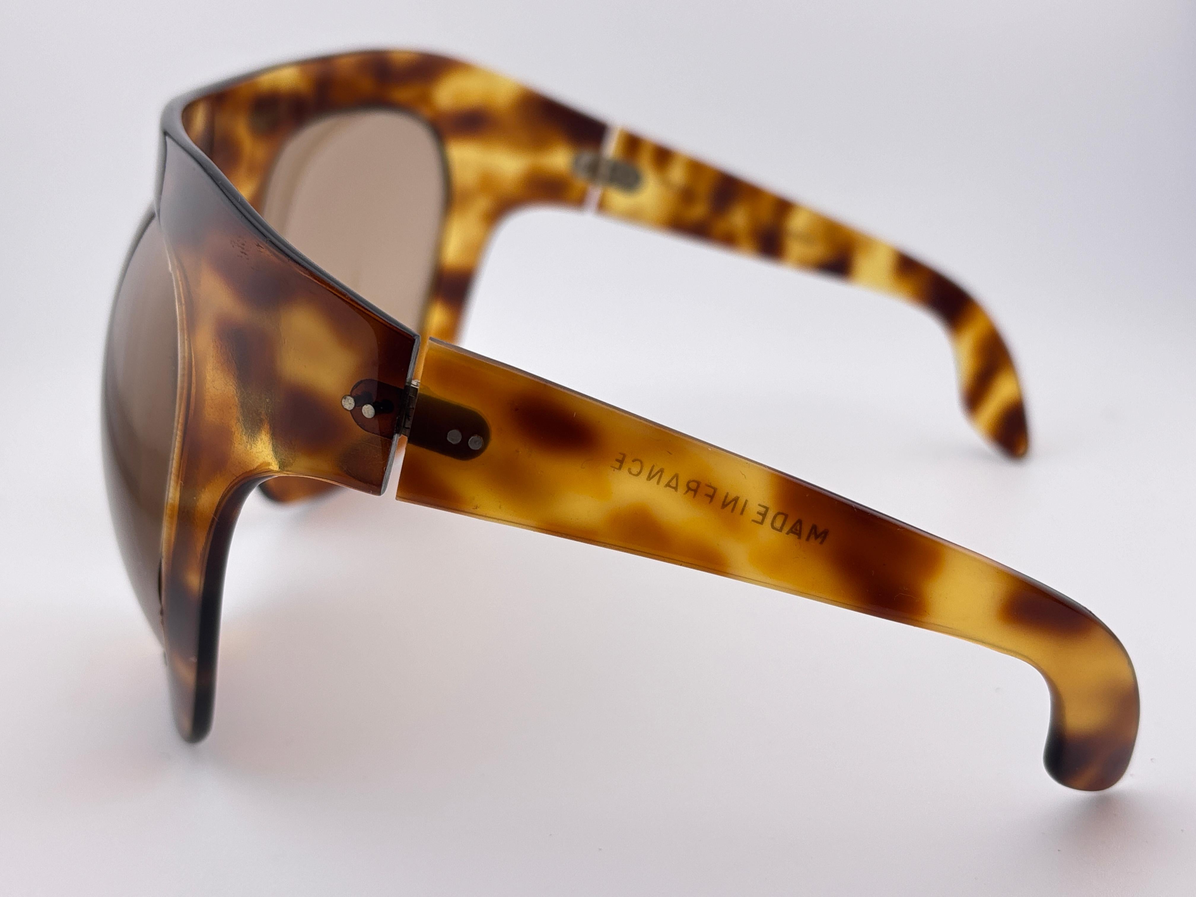 Seltene Vintage Philippe Chevallier Maske Schildpatt überdimensioniert 1960er Sonnenbrille im Angebot 1