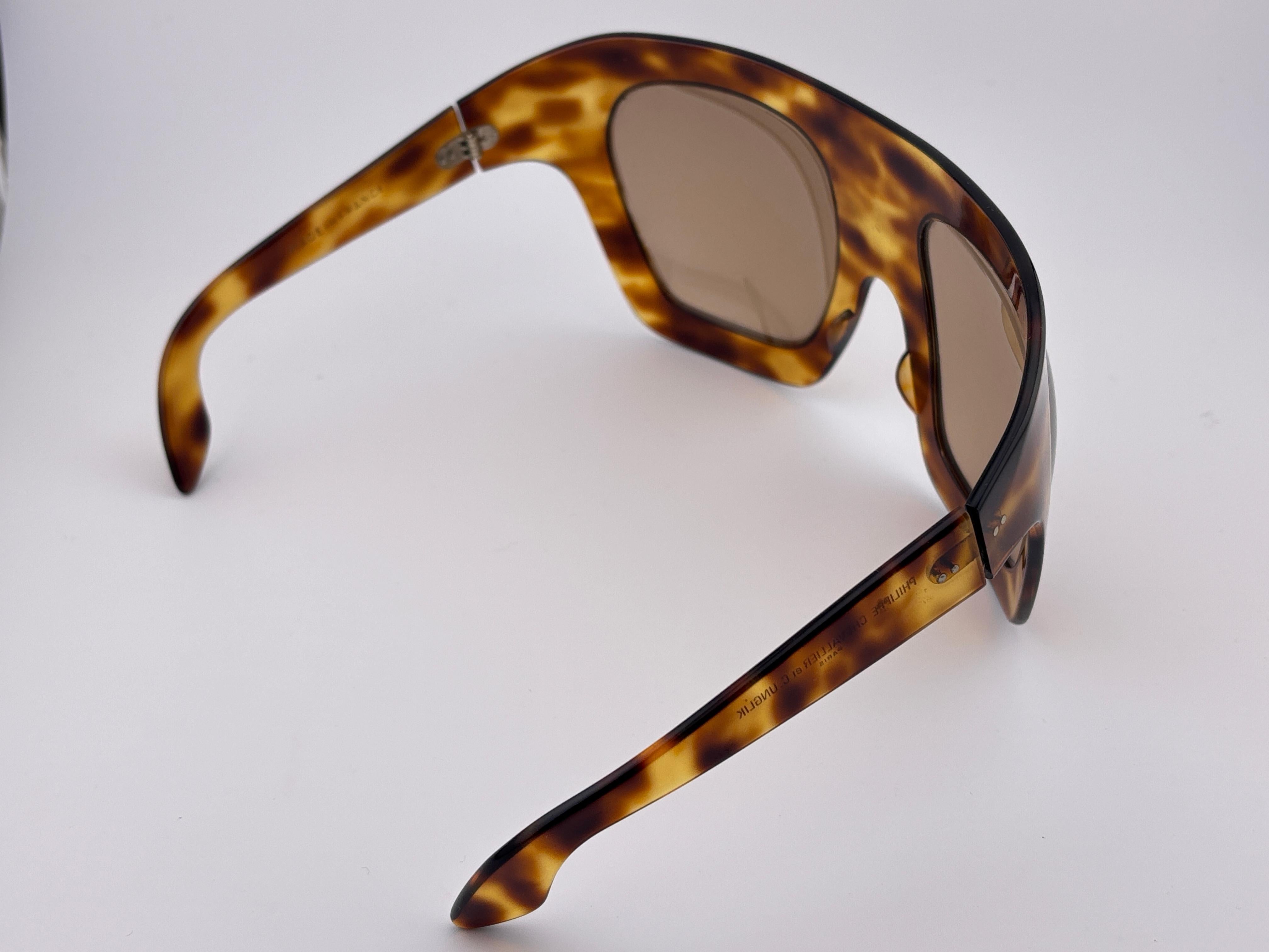 Seltene Vintage Philippe Chevallier Maske Schildpatt überdimensioniert 1960er Sonnenbrille im Angebot 3