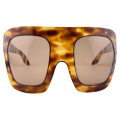 Rari occhiali da sole vintage Philippe Chevallier Mask Tortoise Oversized degli anni '60