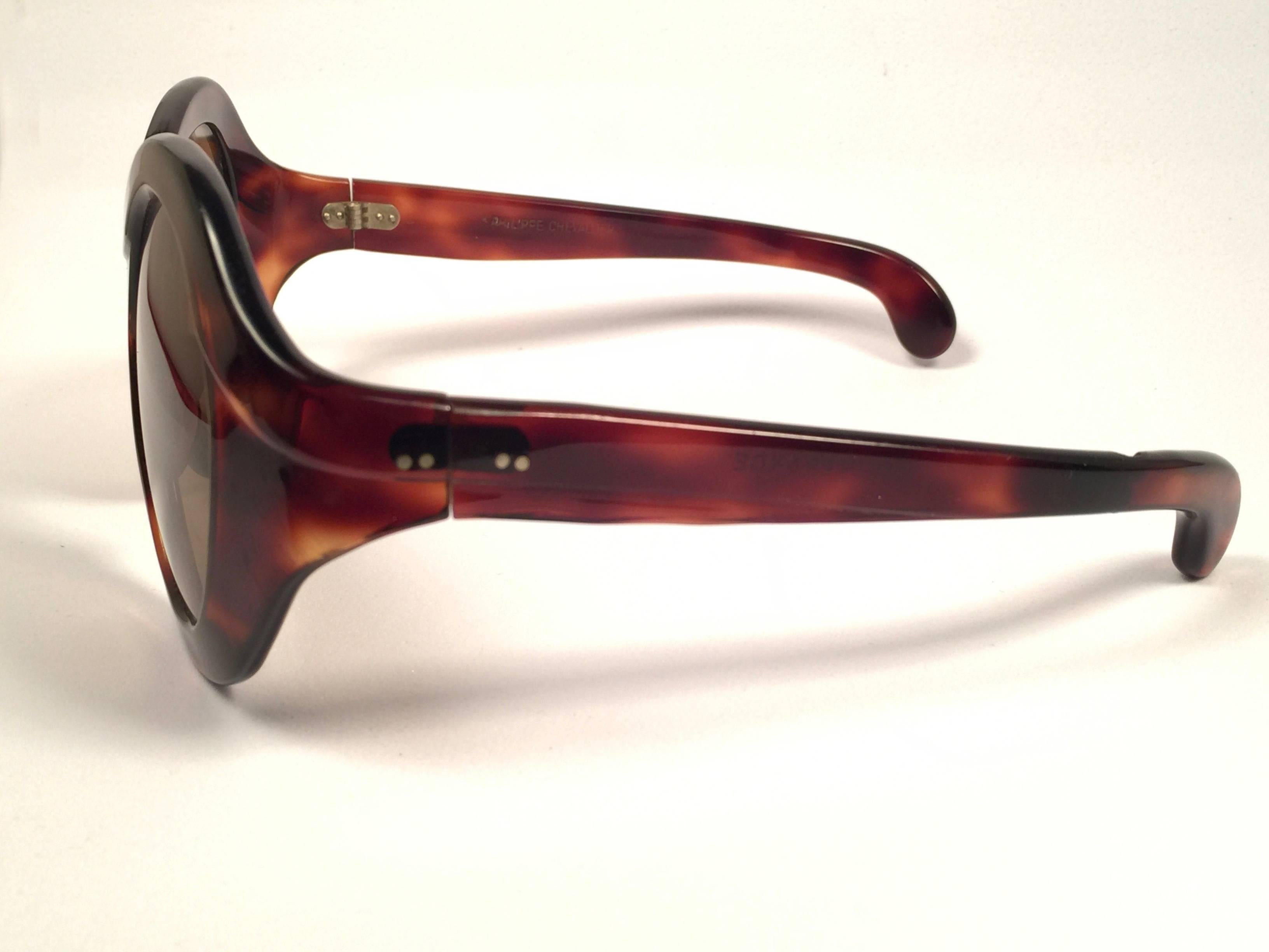 Brown Philippe Chevallier Vintage Tortoise Oversized Sunglasses, 1960s 