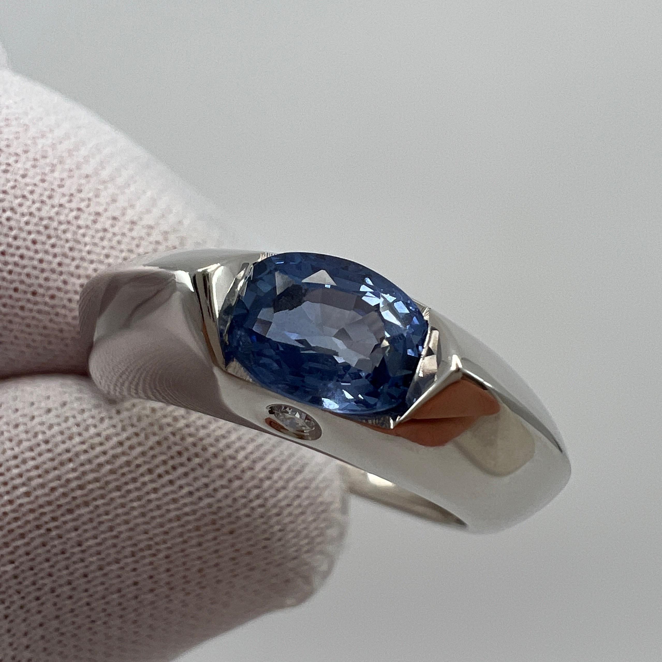 Rare Vintage Piaget Aura Blue Sapphire and Diamond 18k White Gold Ring For Sale 2