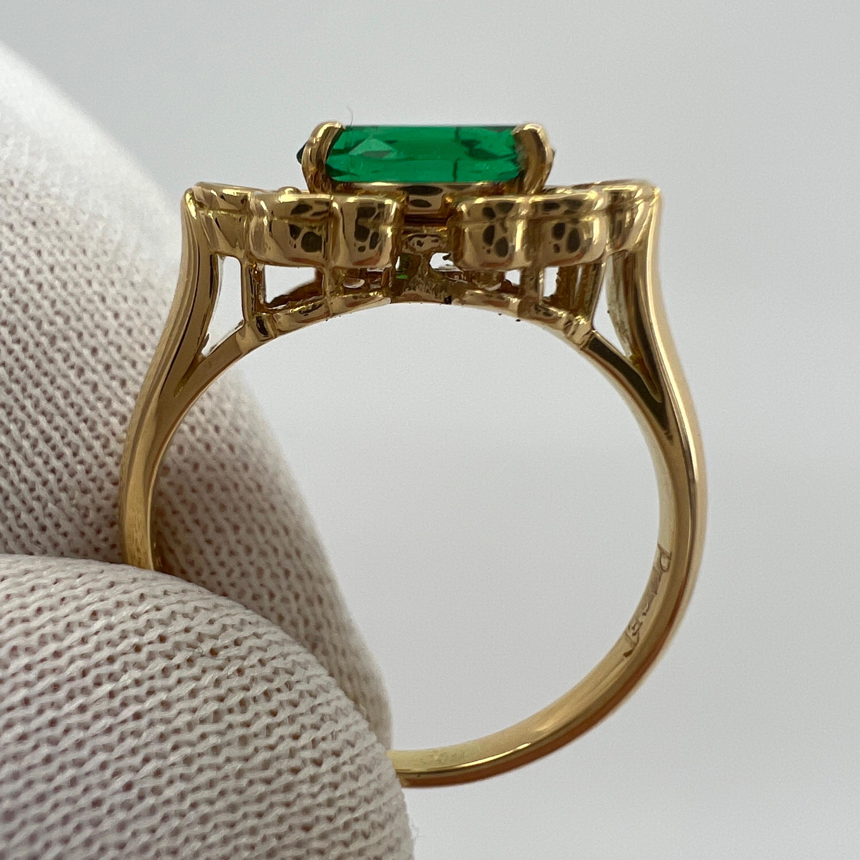 Rare Vintage Piaget Emerald & Diamond 18k Yellow Gold Marquise Cut Cluster Ring 6