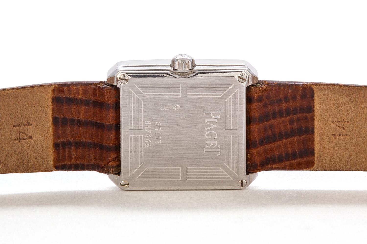 Rare Vintage Piaget Protocole Solid 18 Karat White Gold Quartz Watch In Excellent Condition In Tustin, CA
