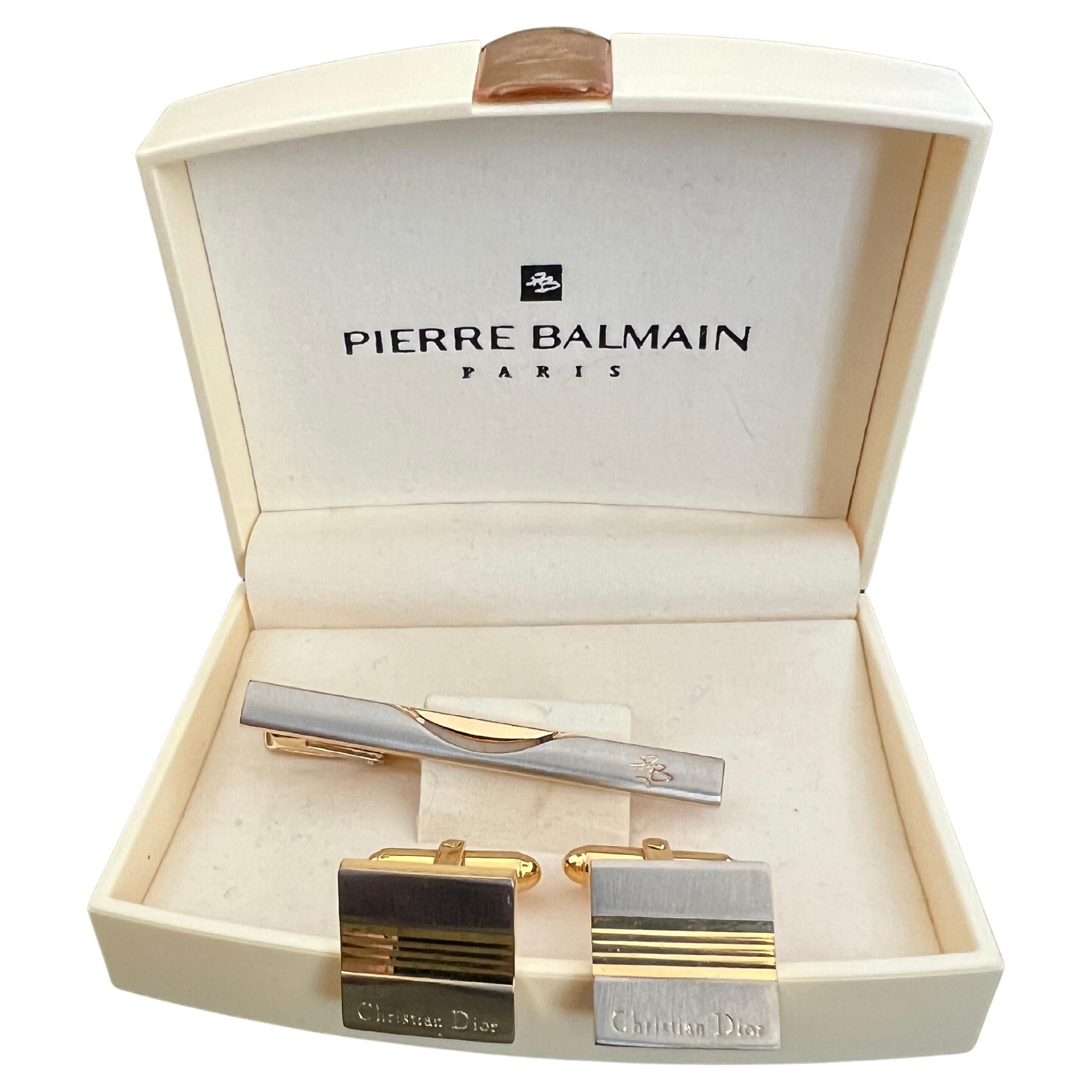 Rari gemelli e cravatta d'epoca di Pierre Balmain 