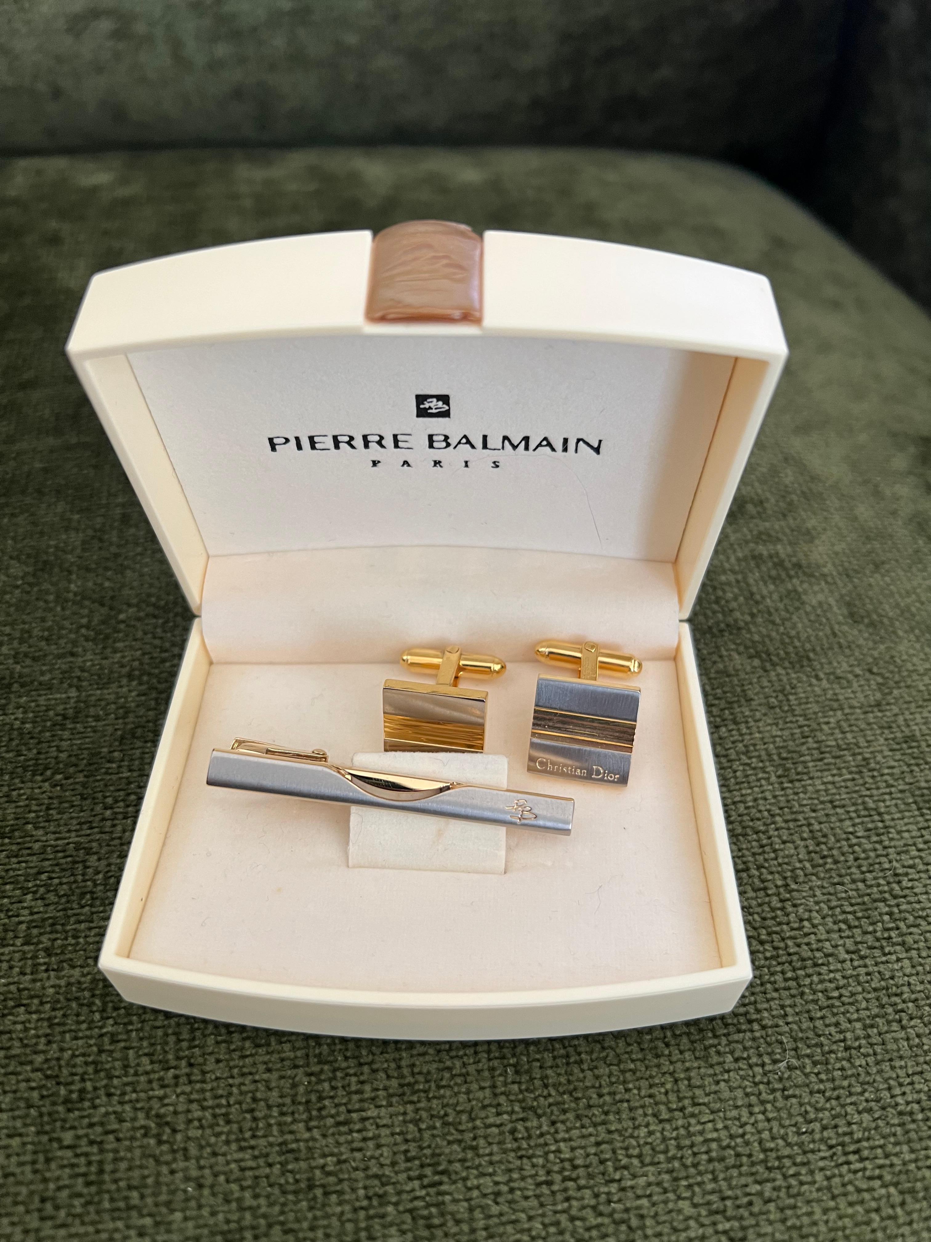 Art Déco Rari gemelli e cravatta d'epoca di Pierre Balmain 