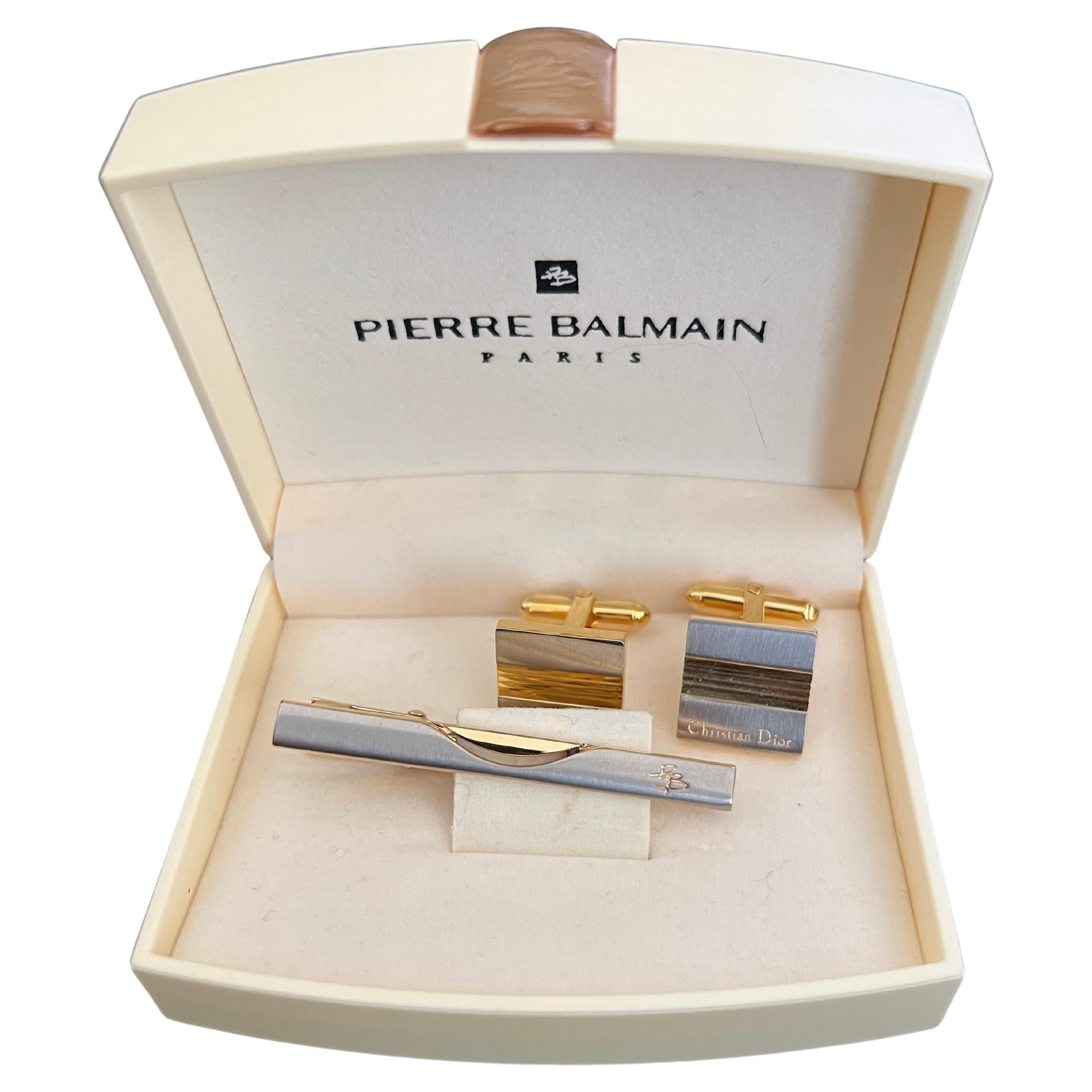 Seltene Vintage Pierre Balmain Circa 1980er Jahre Manschettenknöpfe & Halskette Original Etui