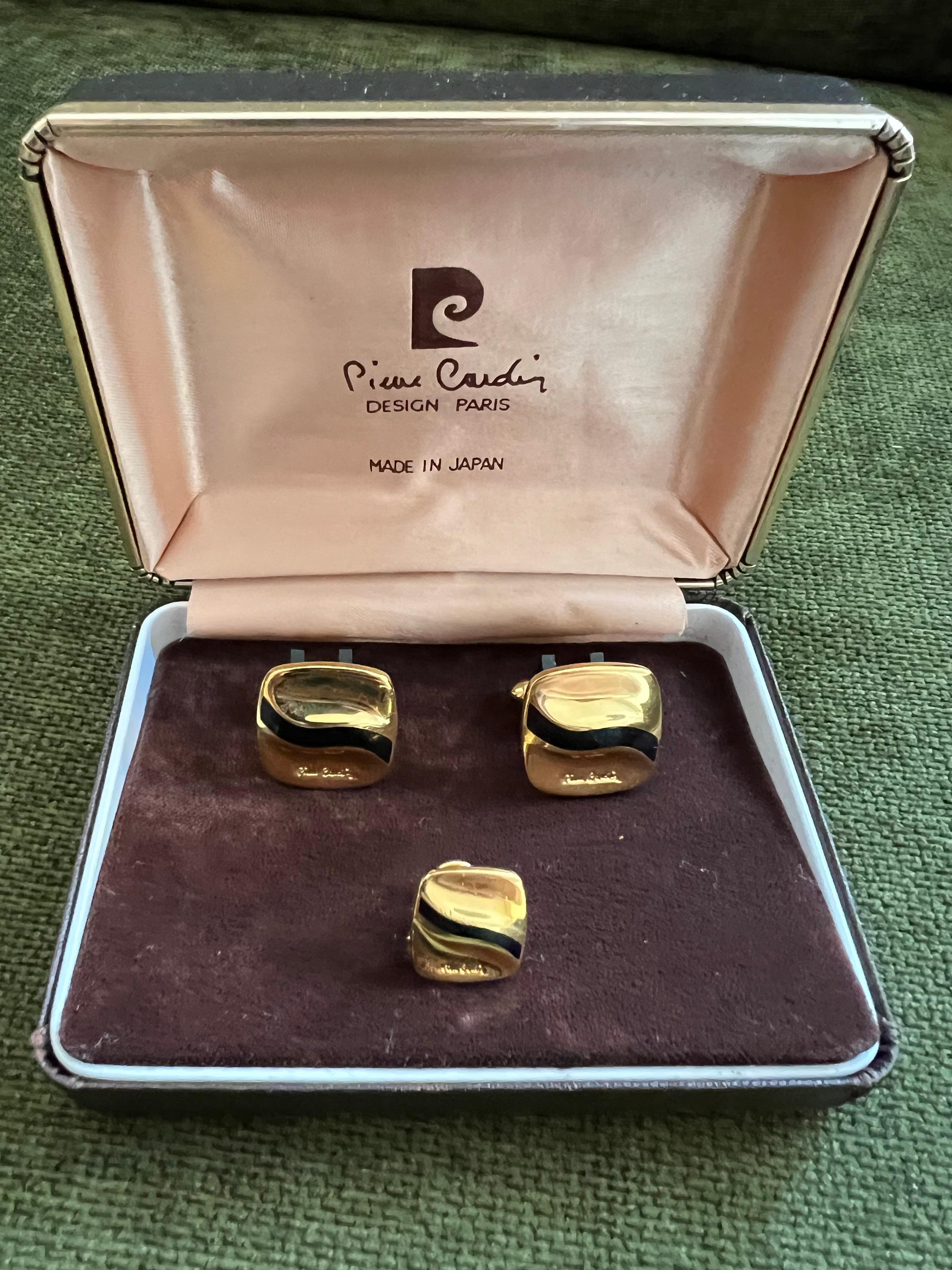 Seltene Vintage PIERRE CARDIN CUFFLINKS & Krawattennadel In Originalgehäuse Circa 1960 im Angebot 5