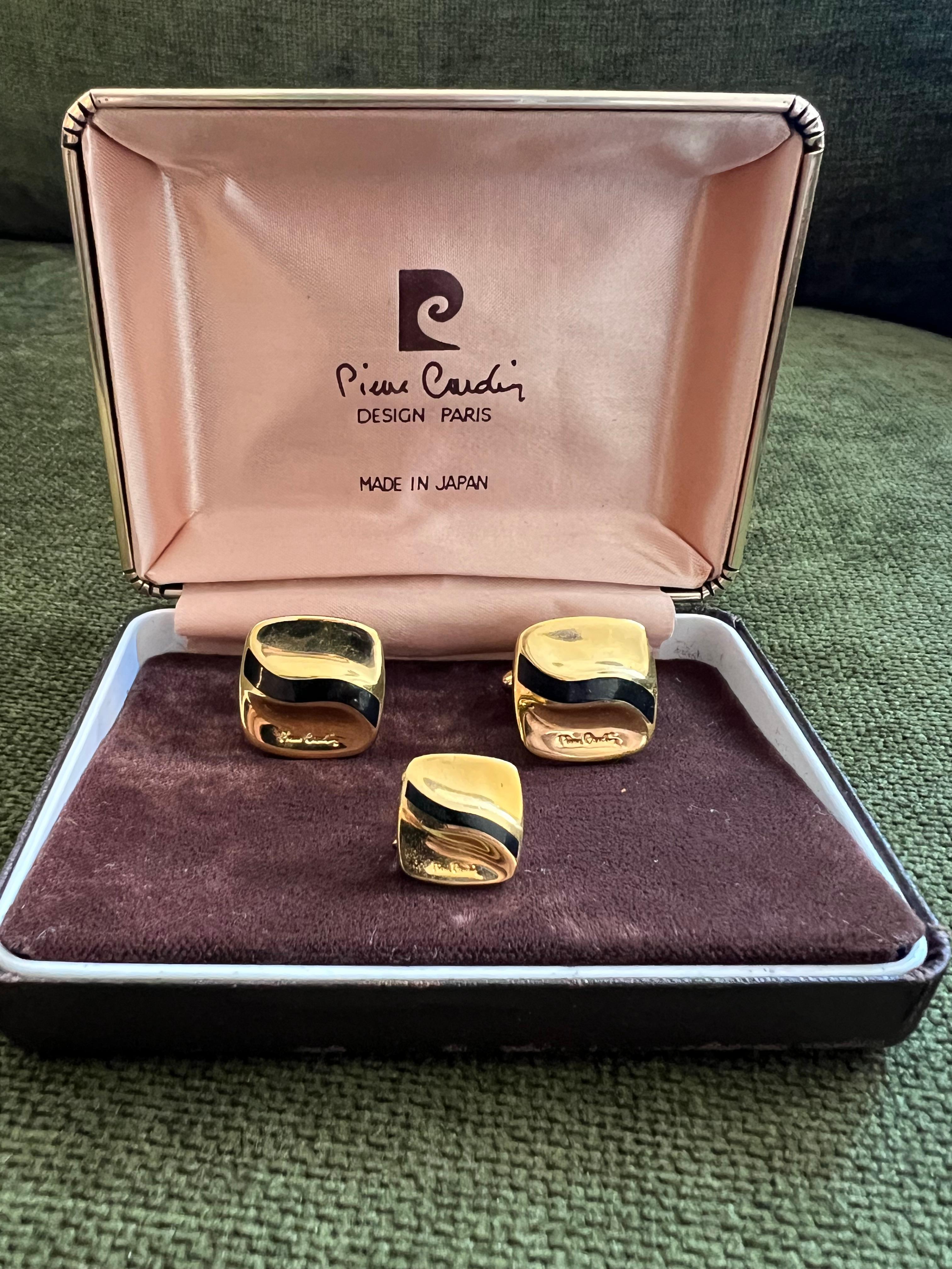 Seltene Vintage PIERRE CARDIN CUFFLINKS & Krawattennadel In Originalgehäuse Circa 1960 (Retro) im Angebot