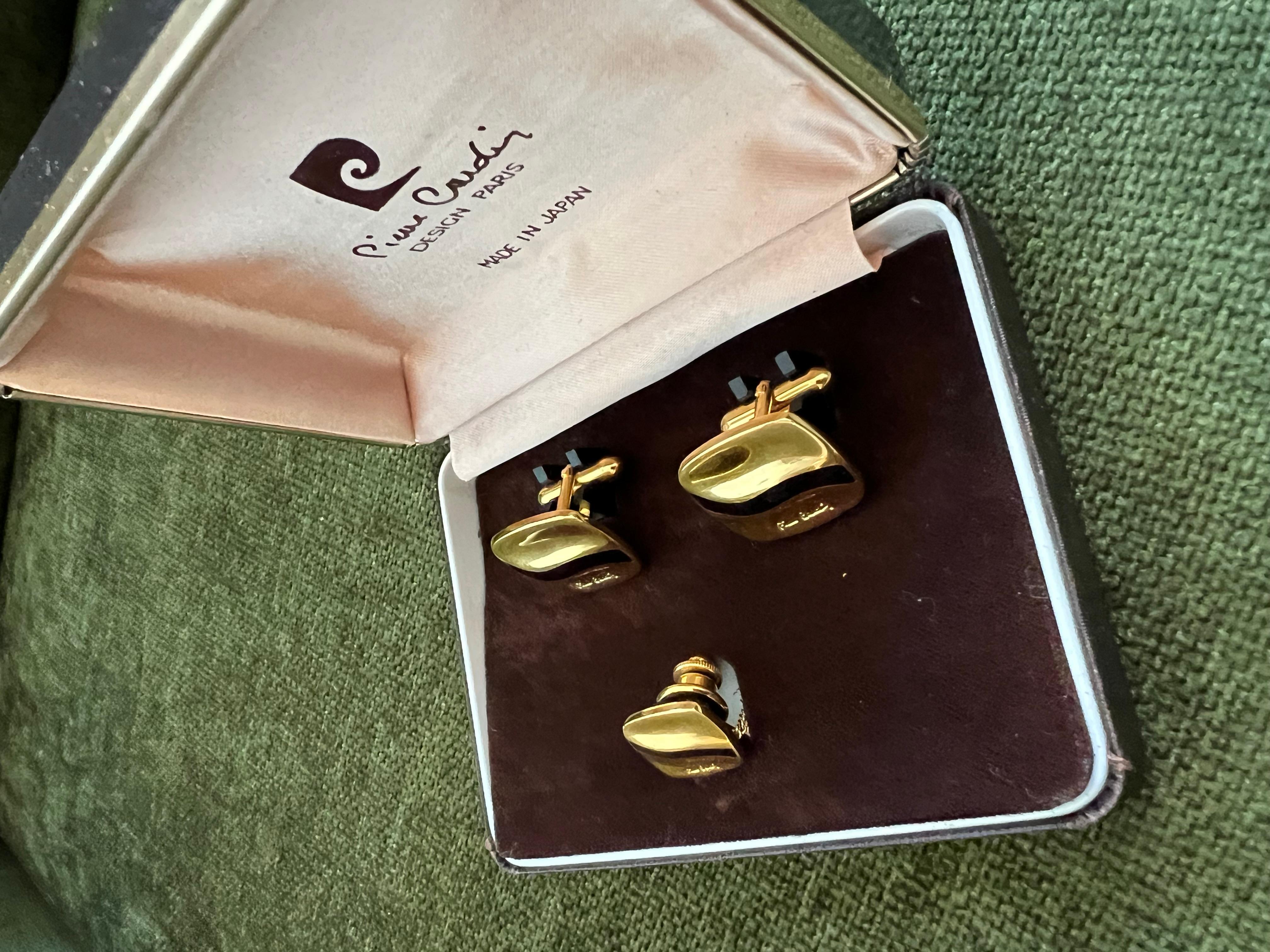 Seltene Vintage PIERRE CARDIN CUFFLINKS & Krawattennadel In Originalgehäuse Circa 1960 im Angebot 3