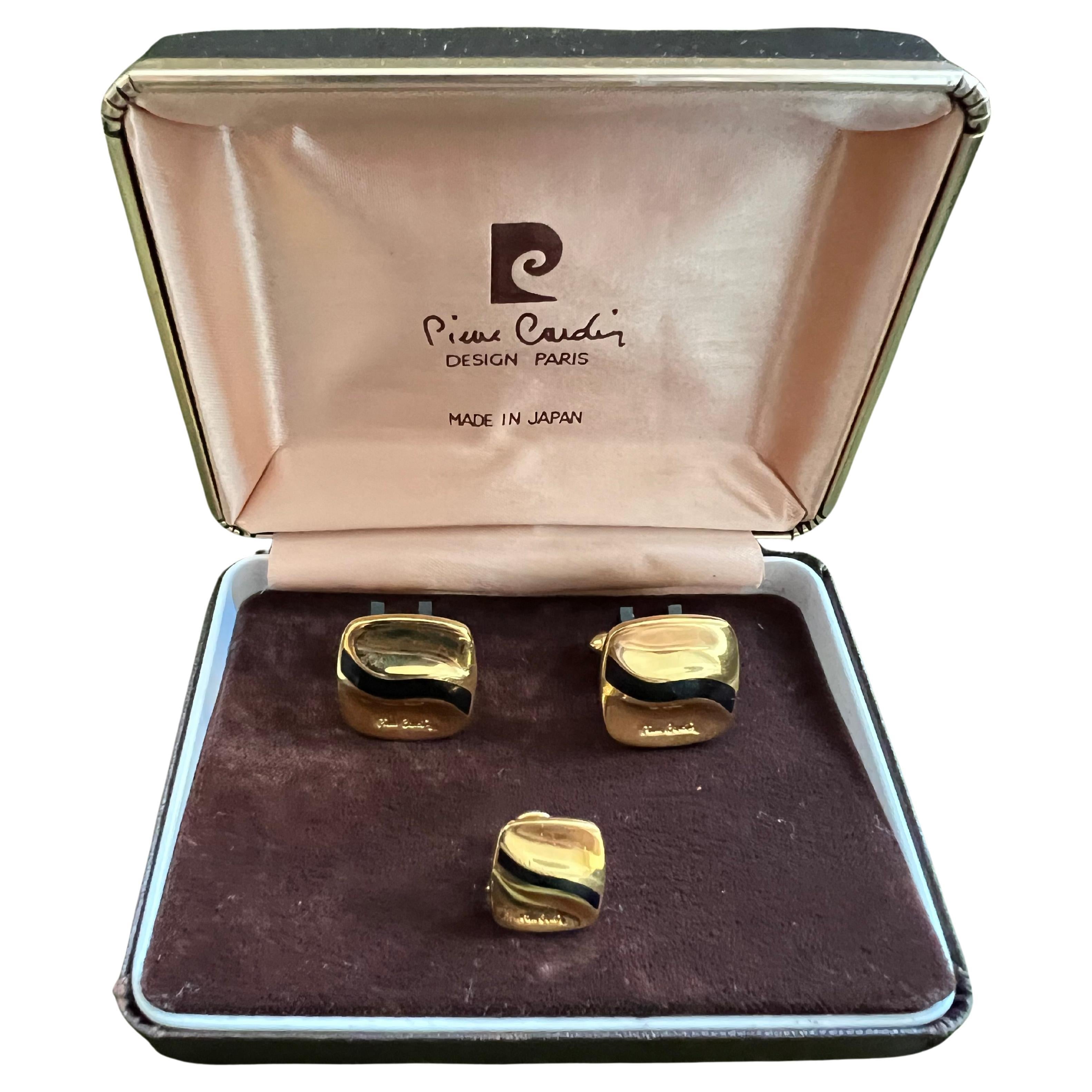 Rare Vintage PIERRE CARDIN CUFFLINKS & Tie Pin In Original Case Circa “1960”