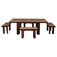 Rare ensemble de tables à manger en pin vintage de France, vers 1960