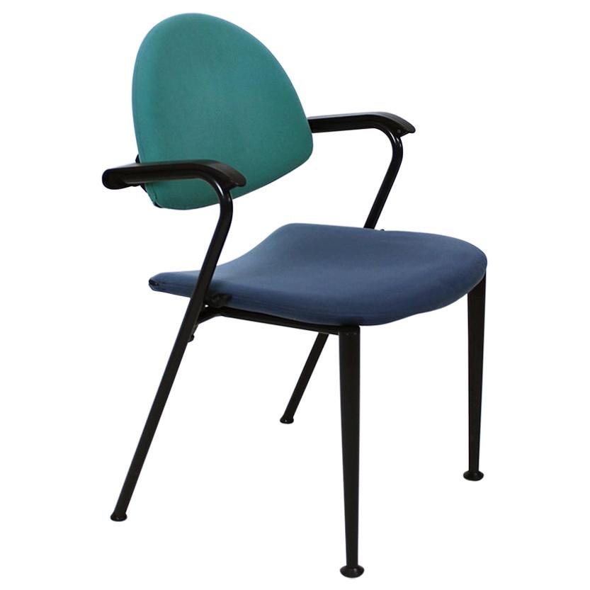 Rare designer chairs of the brand Vitra Bellini Summa in unusual  color combination blue / green. The Italian designer Mario Bellini creates several office chairs for the Vitra brand, such as: 