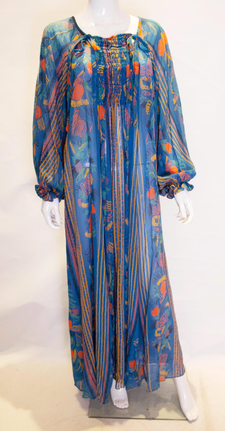 Rare Vintage Print Ossie Clark Gown at 1stDibs