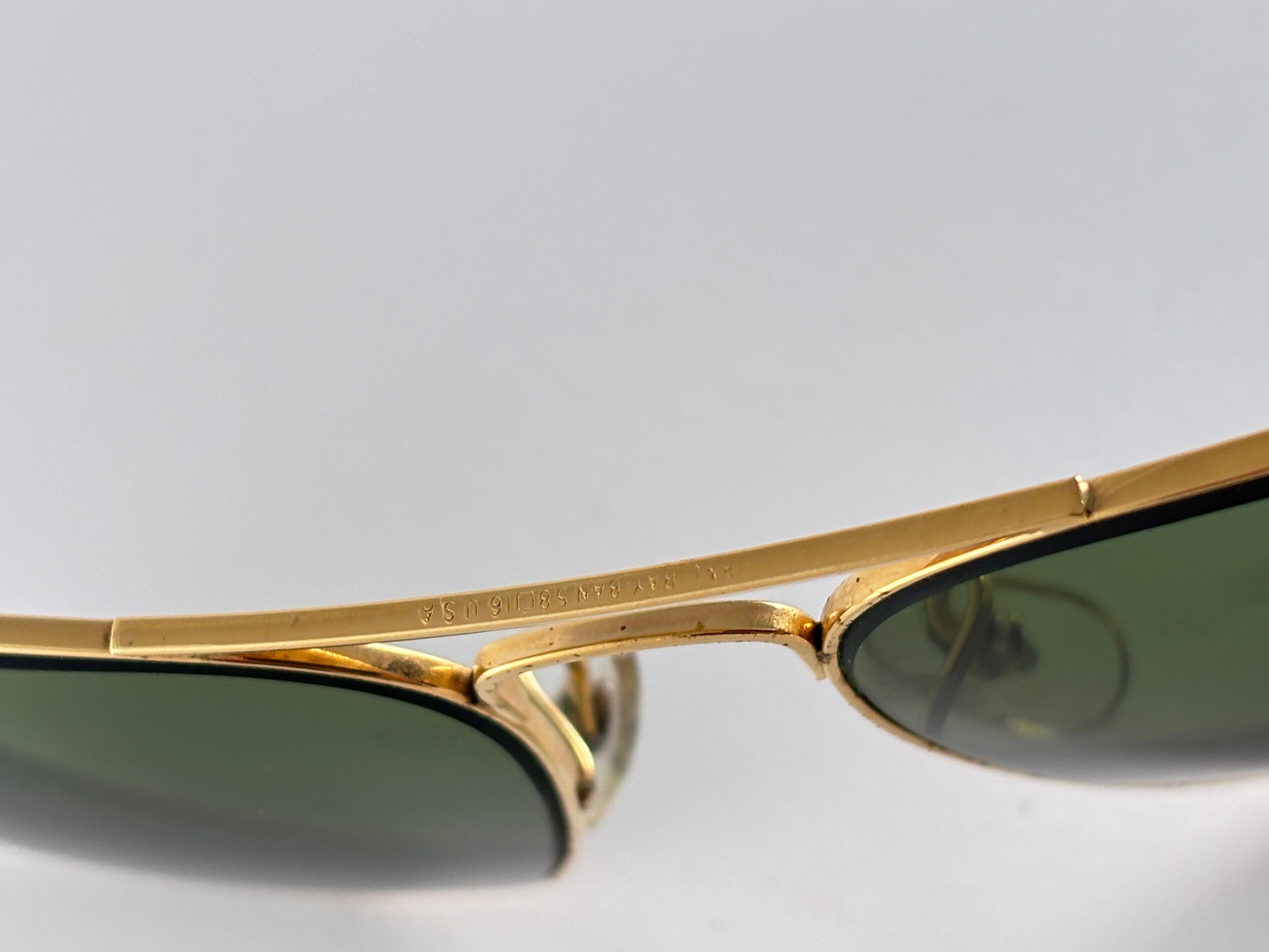 Women's or Men's Rare Vintage Ray Ban 1978 Gold Rb3 Lens B&L Sunglasses For Sale