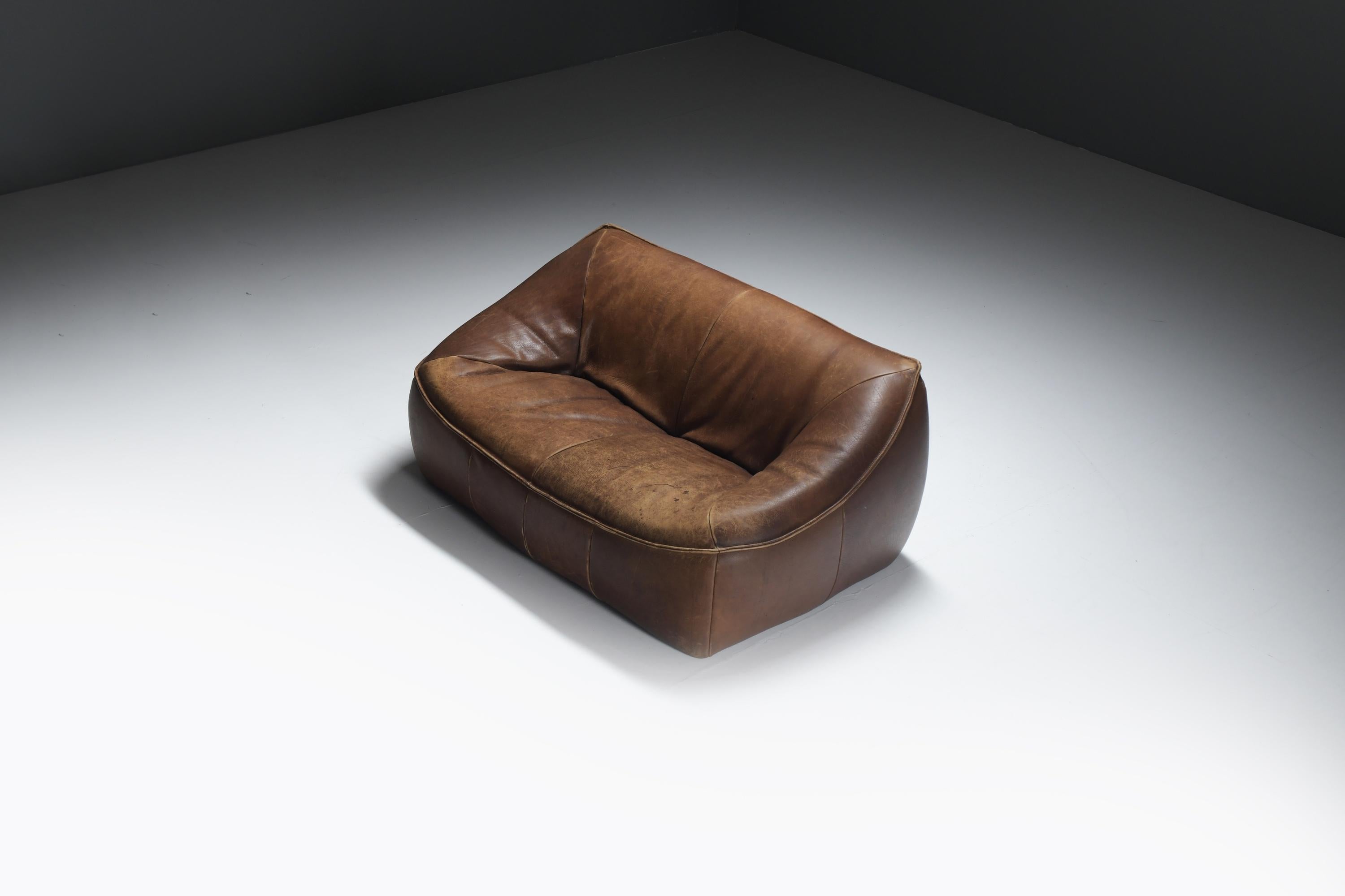 Rare & vintage Ringo sofa in original leather by Gerard van den Berg for MONTIS 9