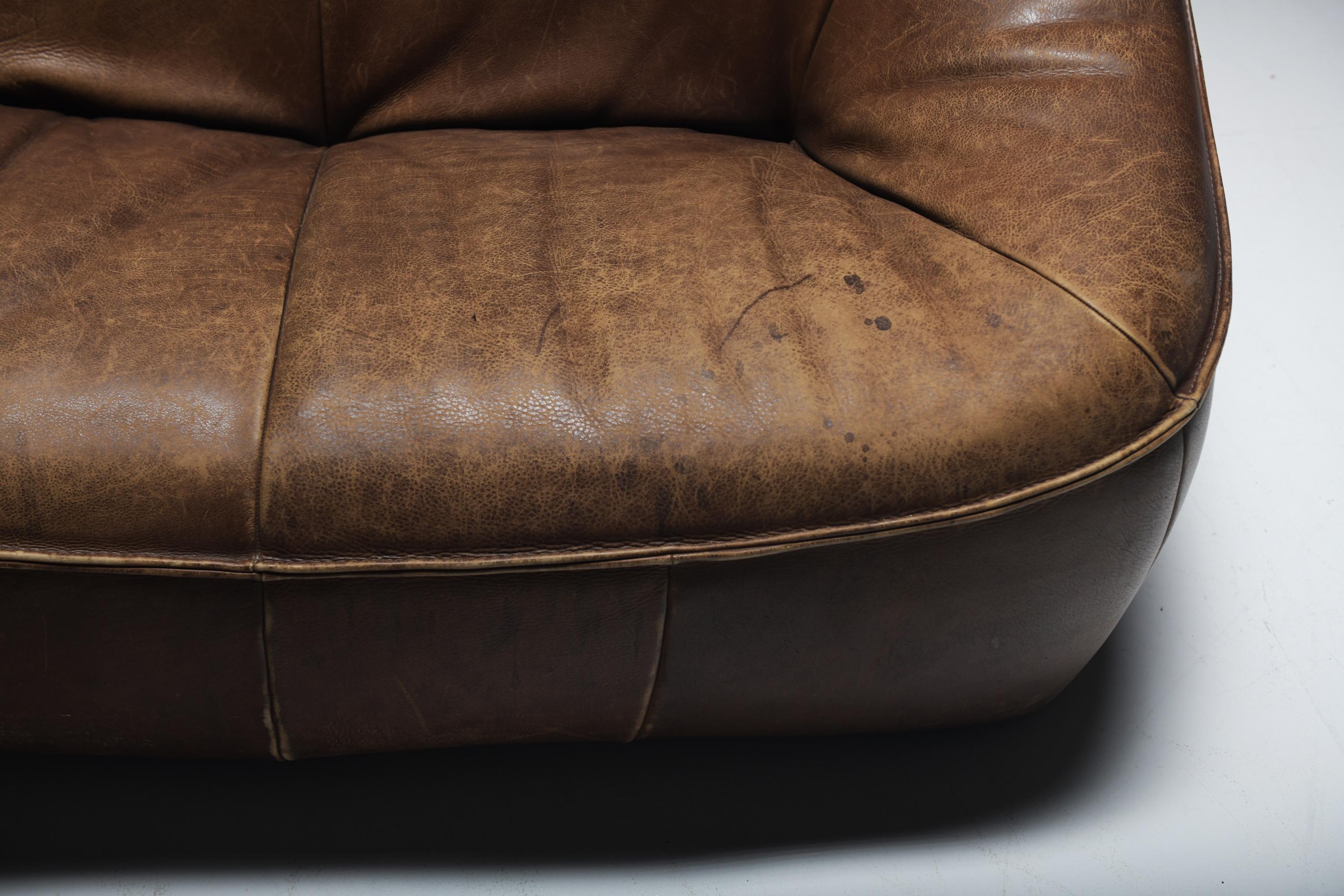 Leather Rare & vintage Ringo sofa in original leather by Gerard van den Berg for MONTIS