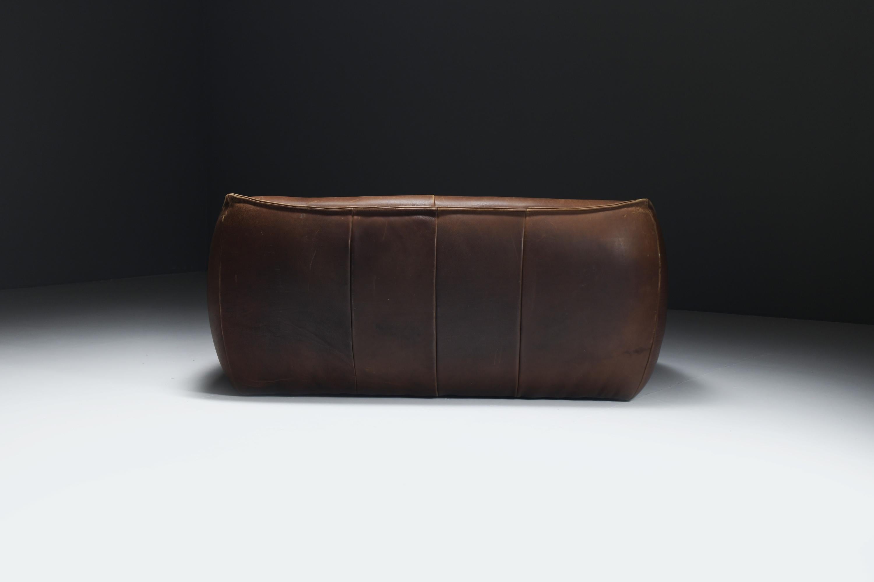 Rare & vintage Ringo sofa in original leather by Gerard van den Berg for MONTIS 2