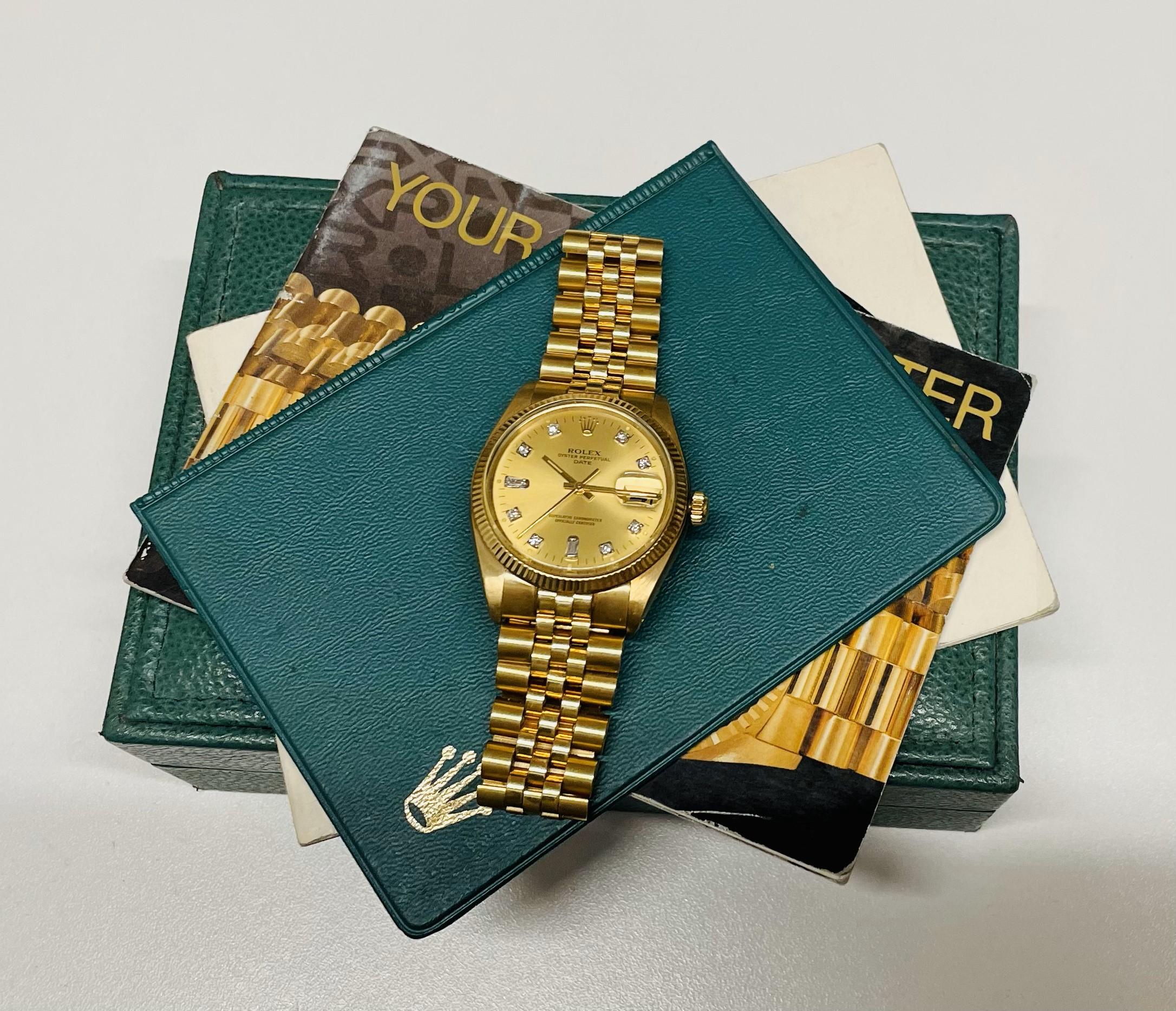 Rare Vintage Rolex 18k Yellow Gold Men's Date C. 1978 w/ Henry Ford Signature In Good Condition For Sale In New York, NY