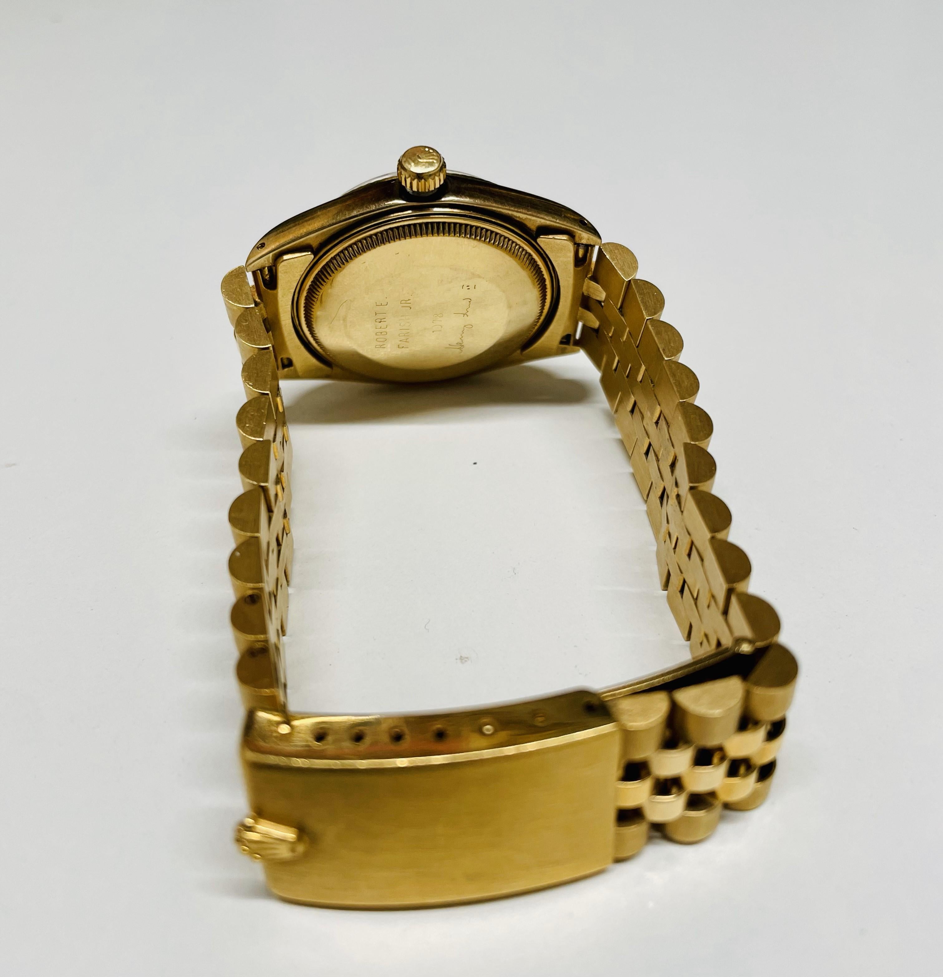 Rare Vintage Rolex 18k Yellow Gold Men's Date C. 1978 w/ Henry Ford Signature For Sale 1