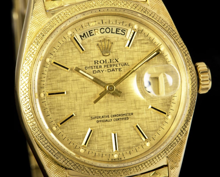Rare Vintage Rolex Day-Date Florentine Finish Champagne Dial 1806 Automatic  At 1Stdibs