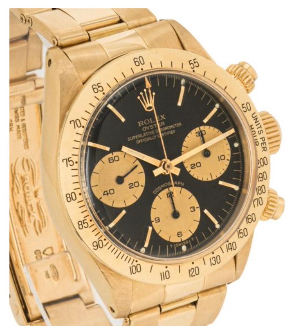 Rolex Daytona Cosmograph Montre vintage rare en or jaune 6265 Pour hommes en vente