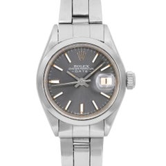 Raro Reloj Vintage Rolex Perpetual Date 26mm Acero Esfera Pizarra Señoras 6916