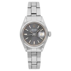 Raro orologio da donna Rolex Perpetual Date 26mm in acciaio con quadrante in ardesia 6916