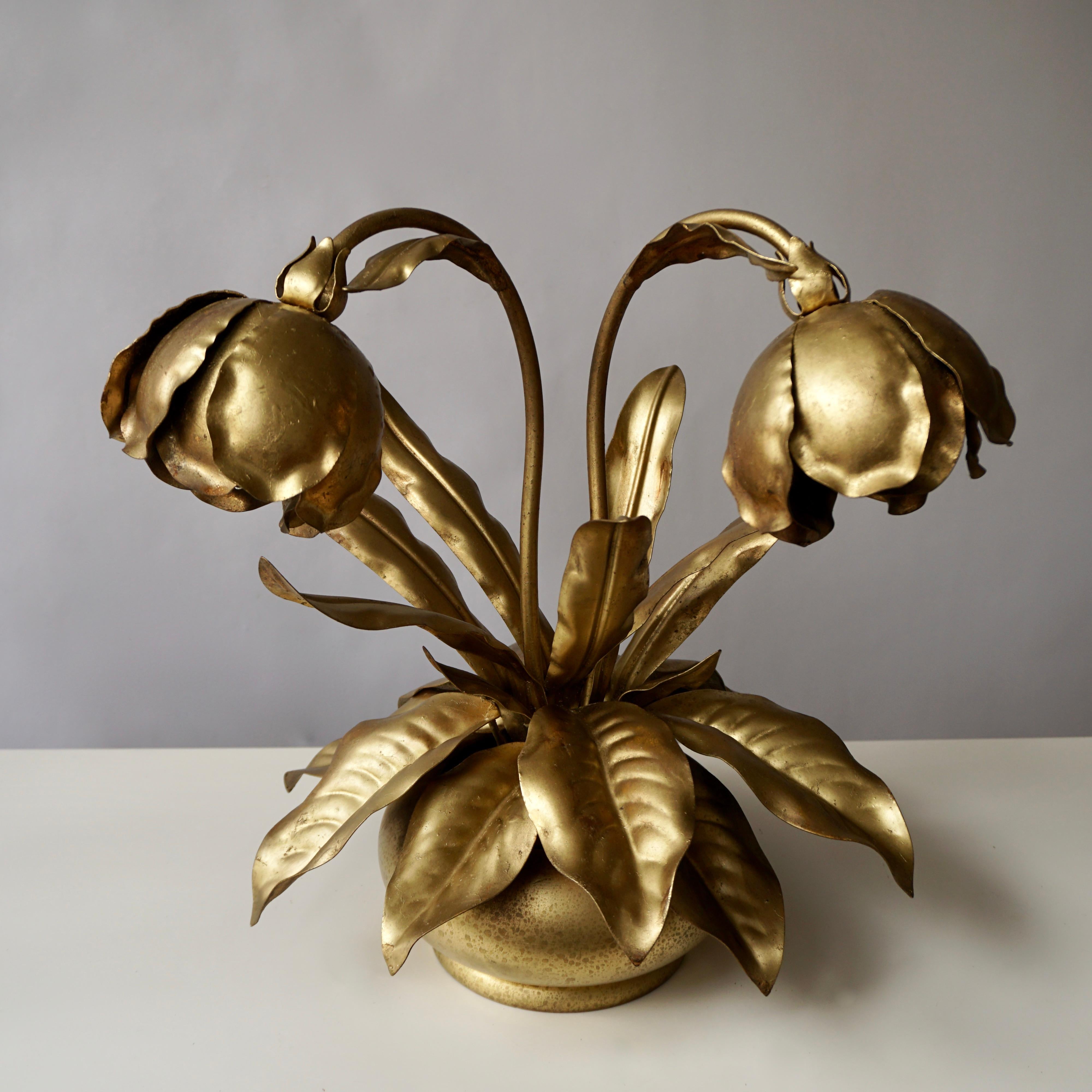 brass flower lamp