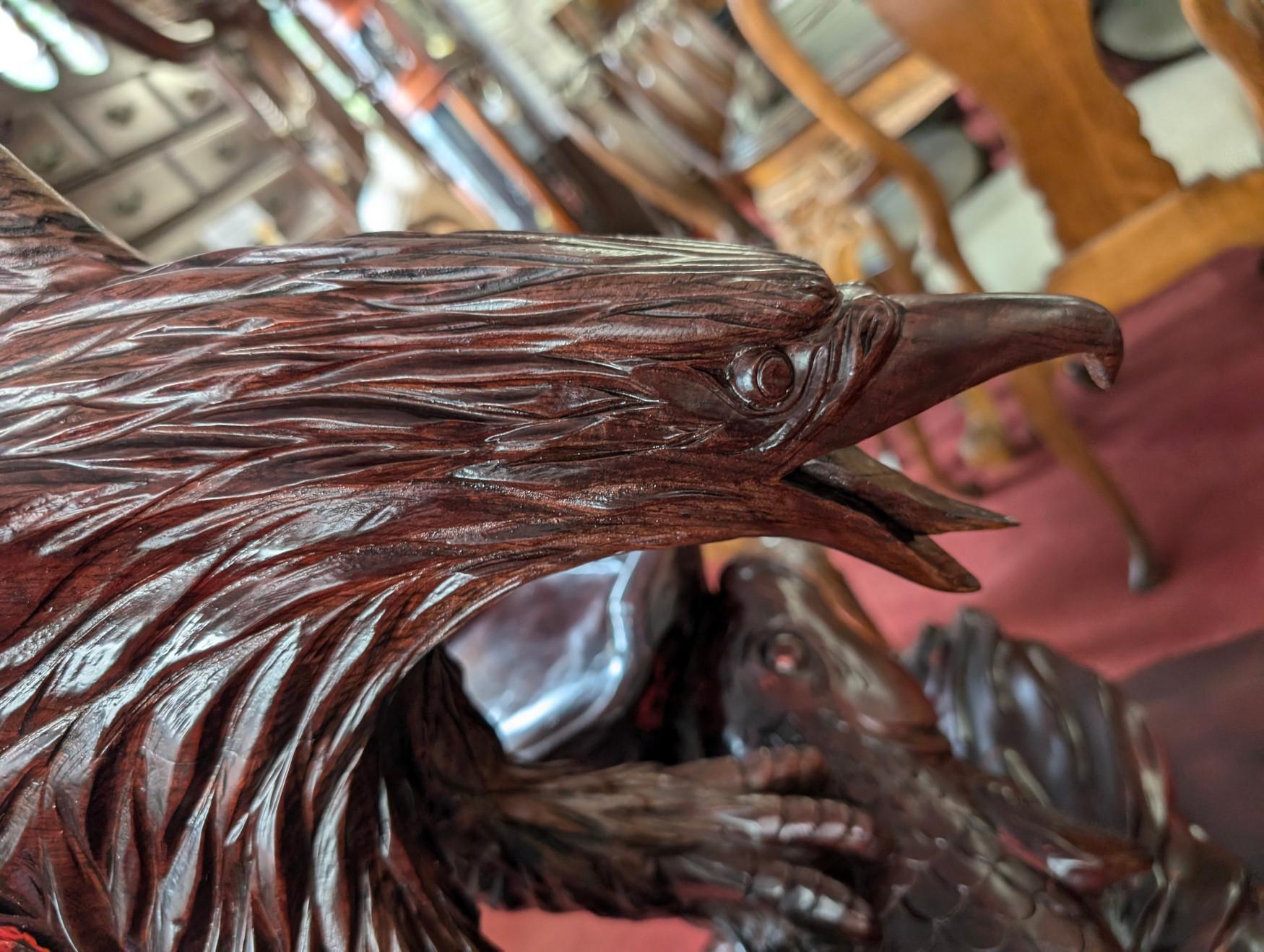 Ensemble de table à thé 3 pièces vintage rare, aigle, poisson koï en vente 4
