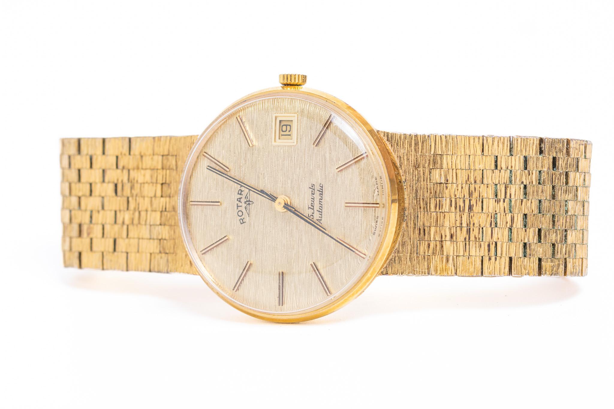 Raro reloj de pulsera automático vintage Rotary chapado en oro en venta 1