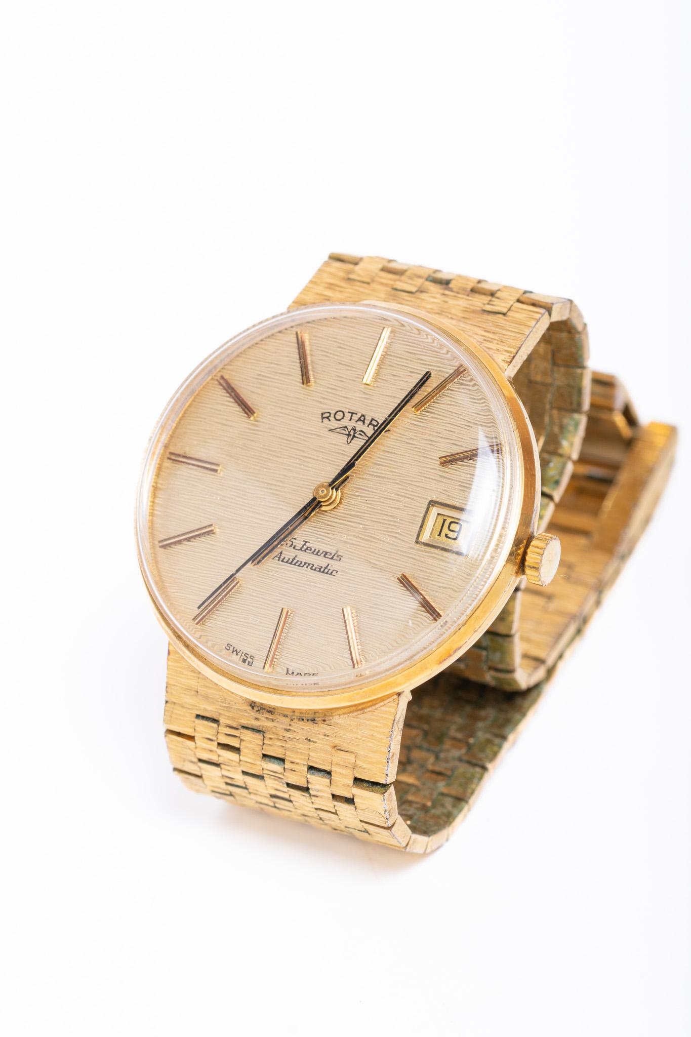 Raro reloj de pulsera automático vintage Rotary chapado en oro en venta 2