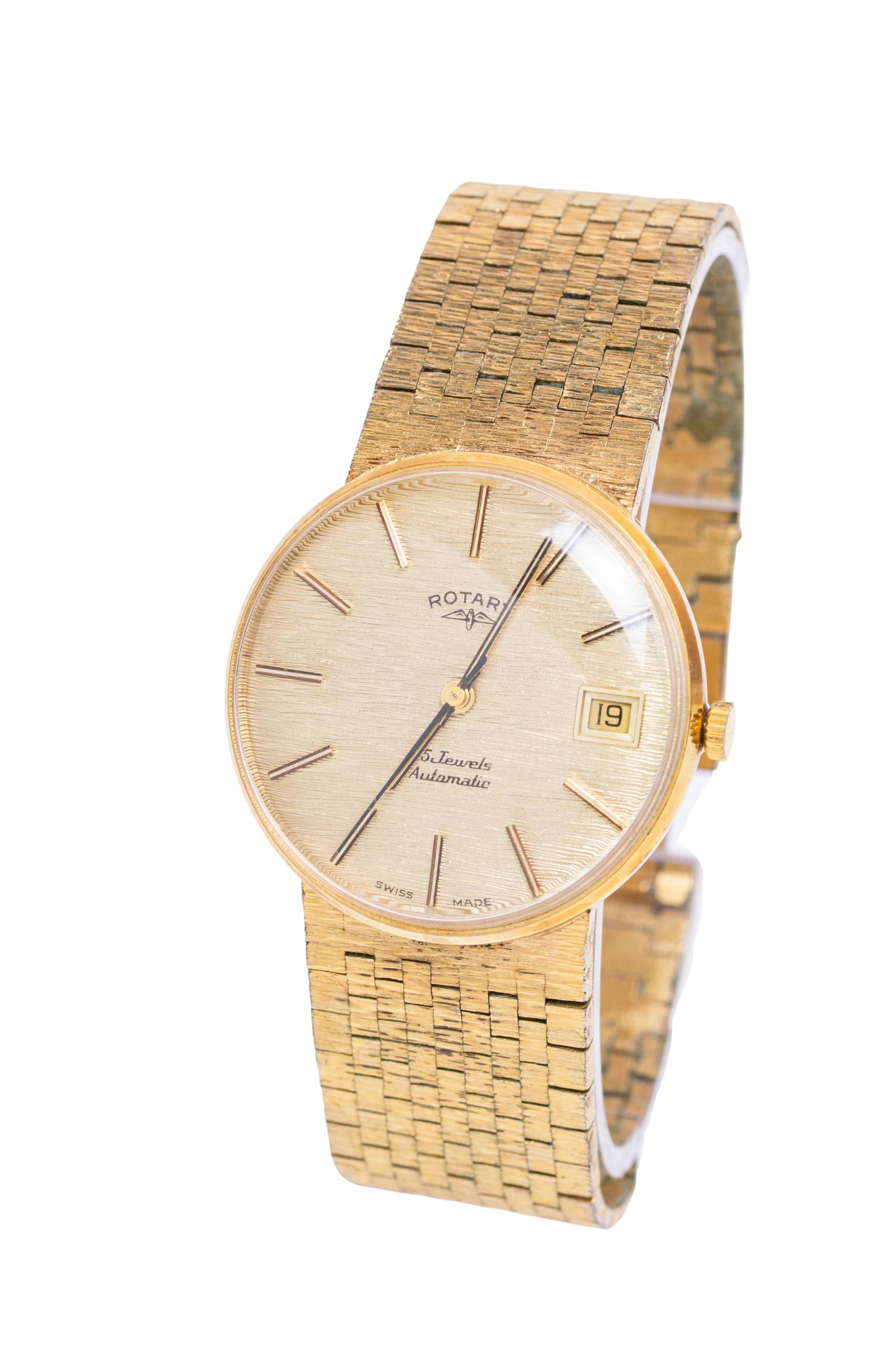 Raro reloj de pulsera automático vintage Rotary chapado en oro en venta 4