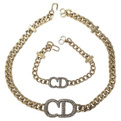 Rare Vintage Runway Christian Dior Rhinestones Necklace and Bracelet