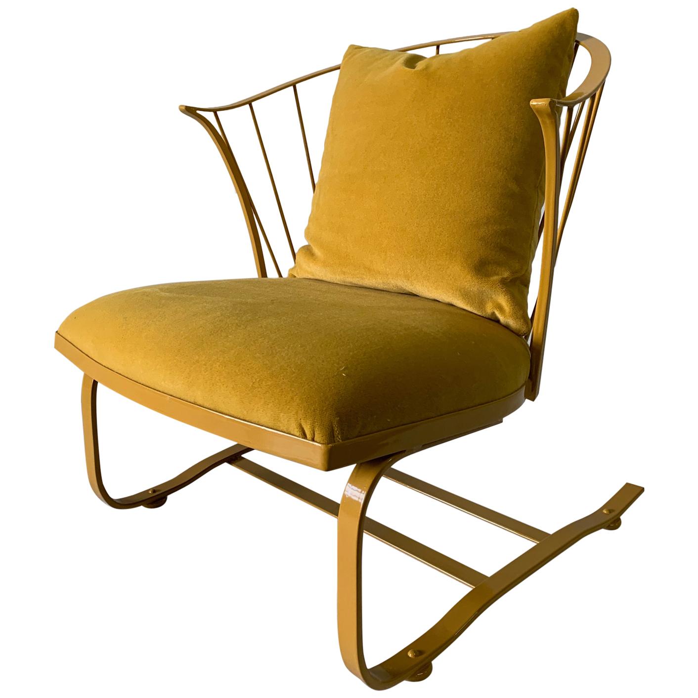 Rare chaise à bascule inclinable vintage Russell Woodard personnalisée et revêtue de poudre en vente