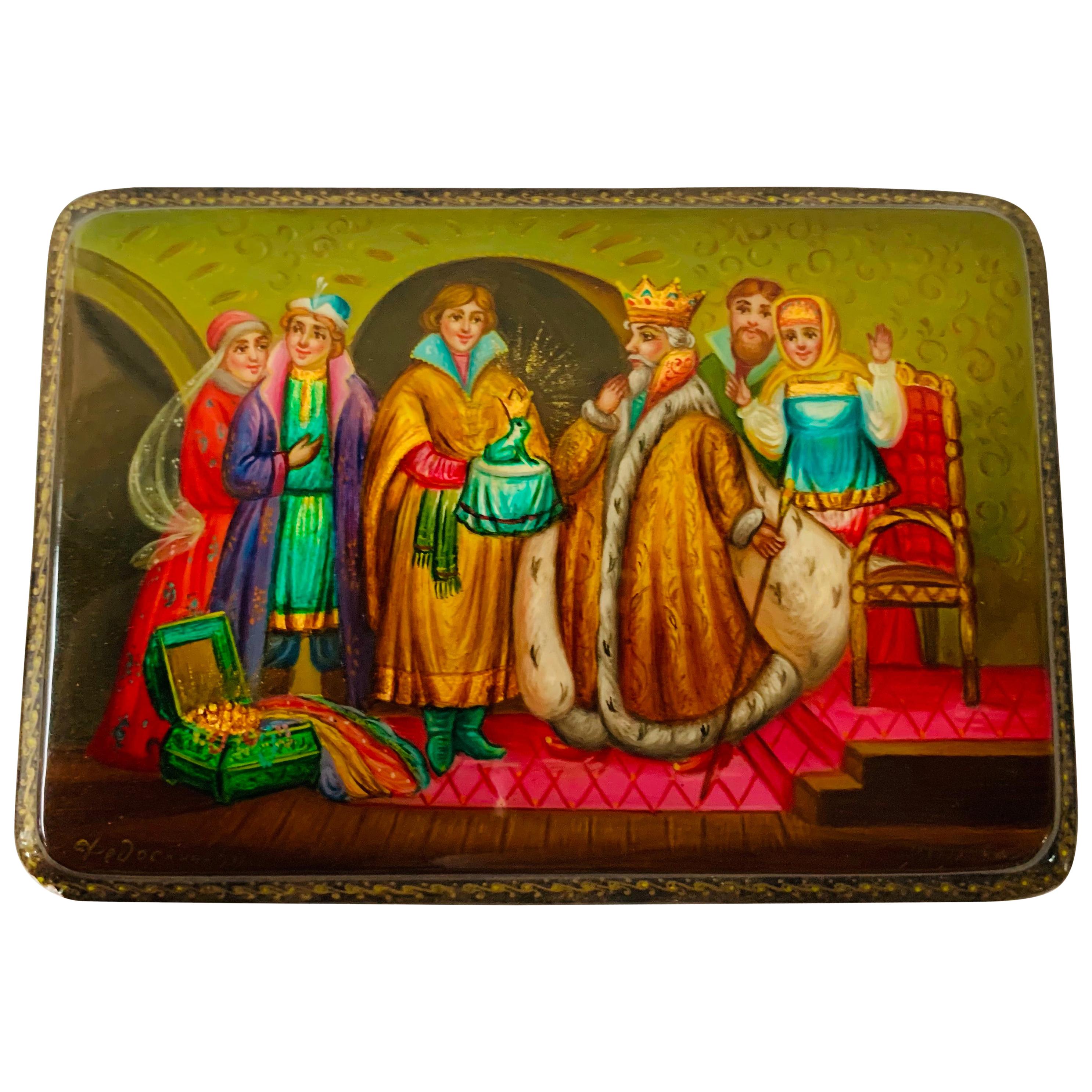 Carved Wood Box Wood Box with Russian City Keepsake Box Hand Painted Wood Trinket Box from Russia Jewelry Box