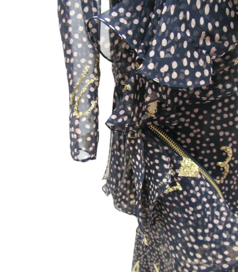 Black Rare Vintage S/S 2001 John Galliano for Christian Dior Silk Polka Dot print gown