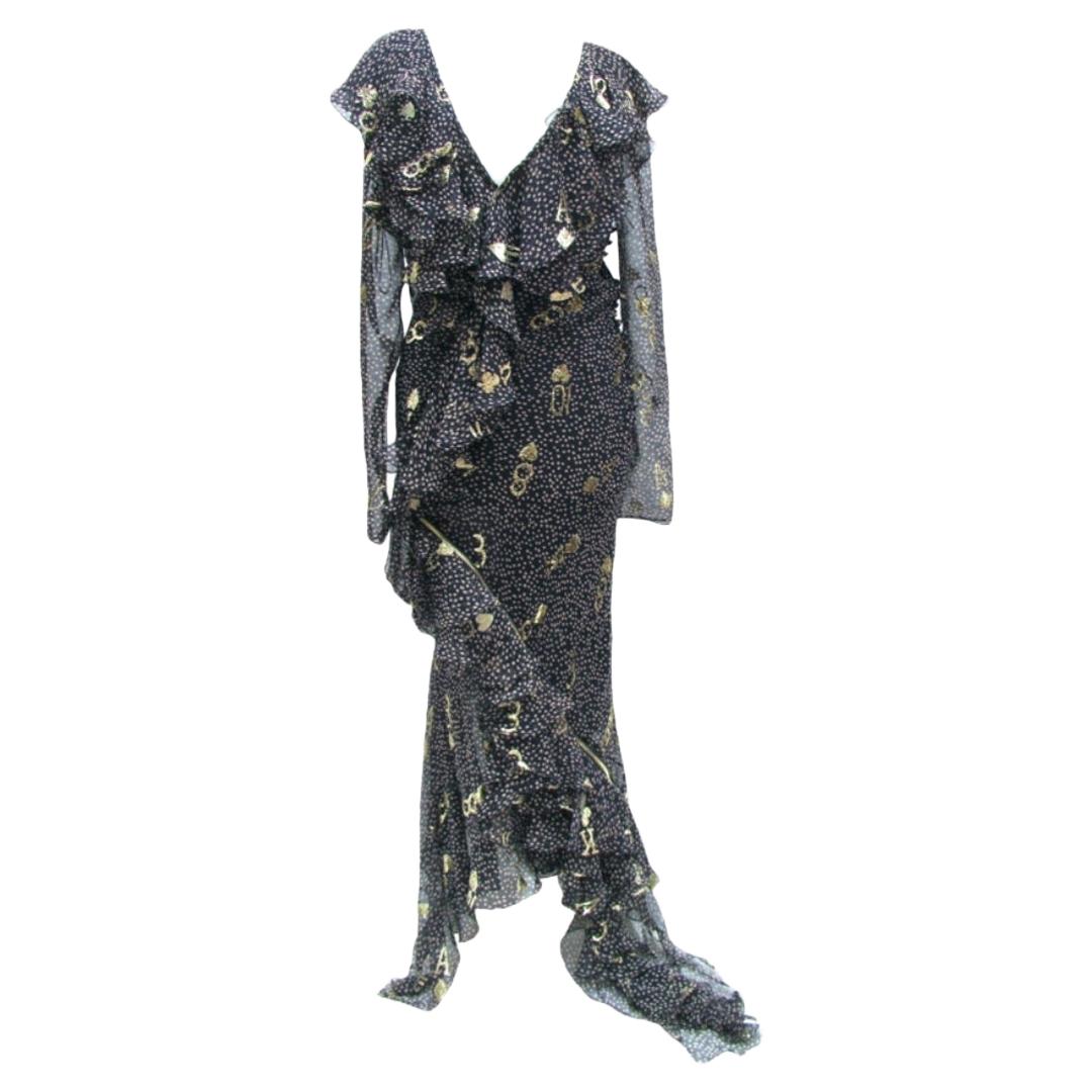 Rare Vintage S/S 2001 John Galliano for Christian Dior Silk Polka Dot print gown