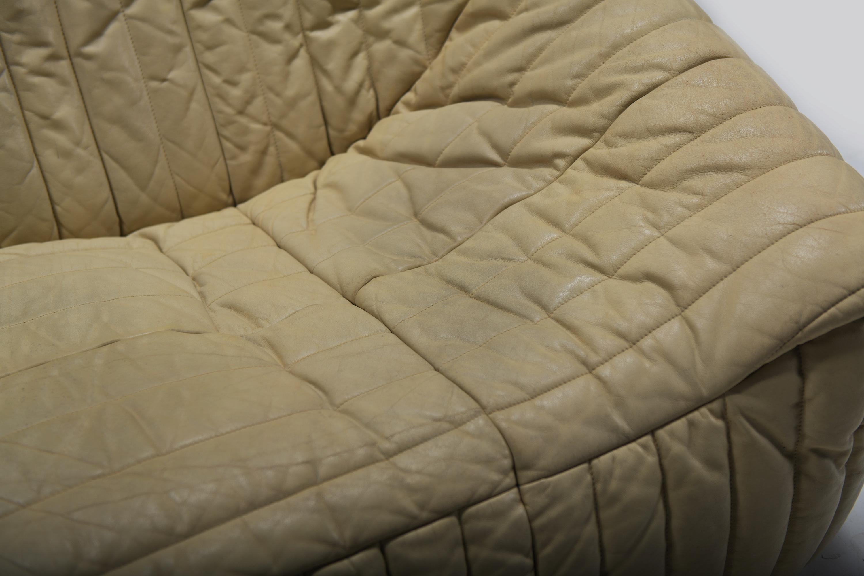 Rare vintage Sandra sofa in original leather - Annie Hieronimus for Cinna France For Sale 5