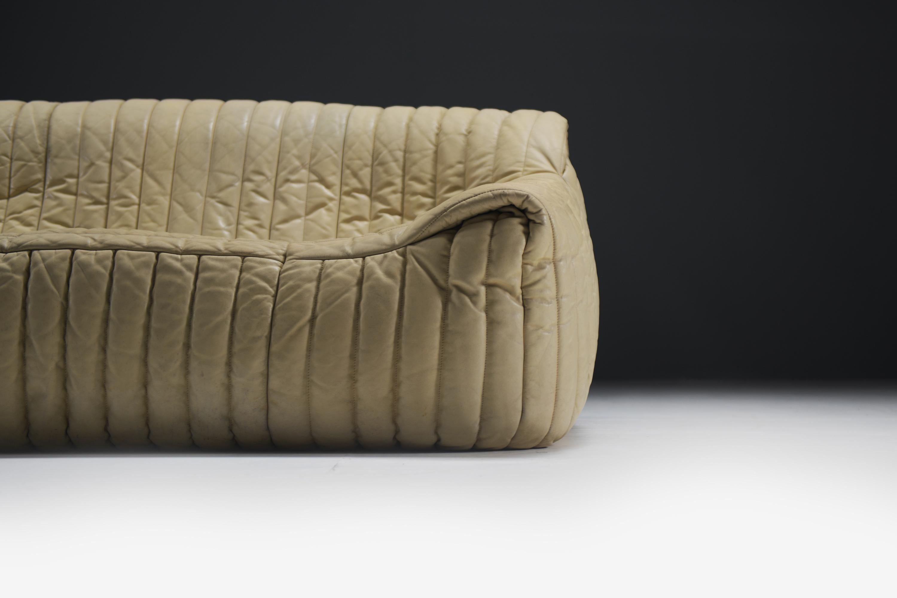 Rare vintage Sandra sofa in original leather - Annie Hieronimus for Cinna France In Good Condition For Sale In Buggenhout, Oost-Vlaanderen