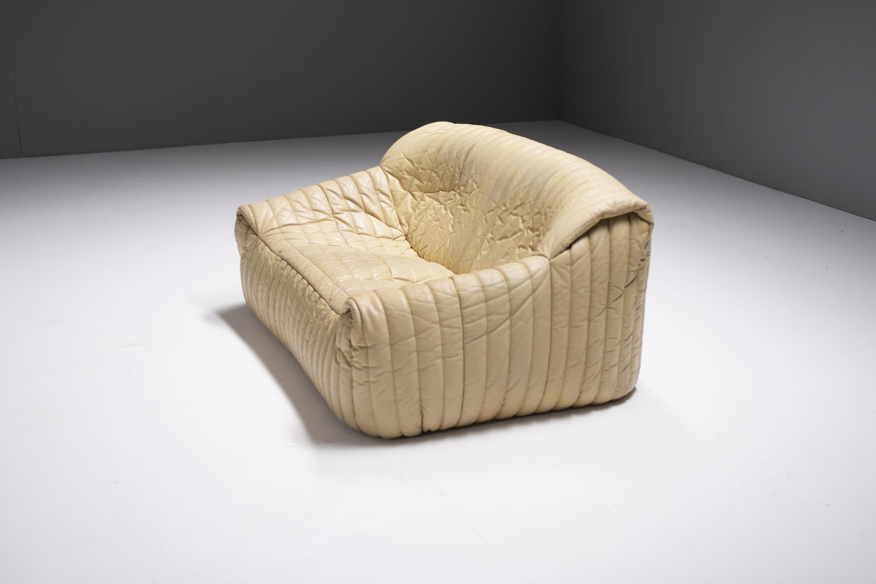 Seltenes Vintage Sandra-Sofa aus Original-Leder – Annie Hieronimus für Cinna France (Französisch) im Angebot
