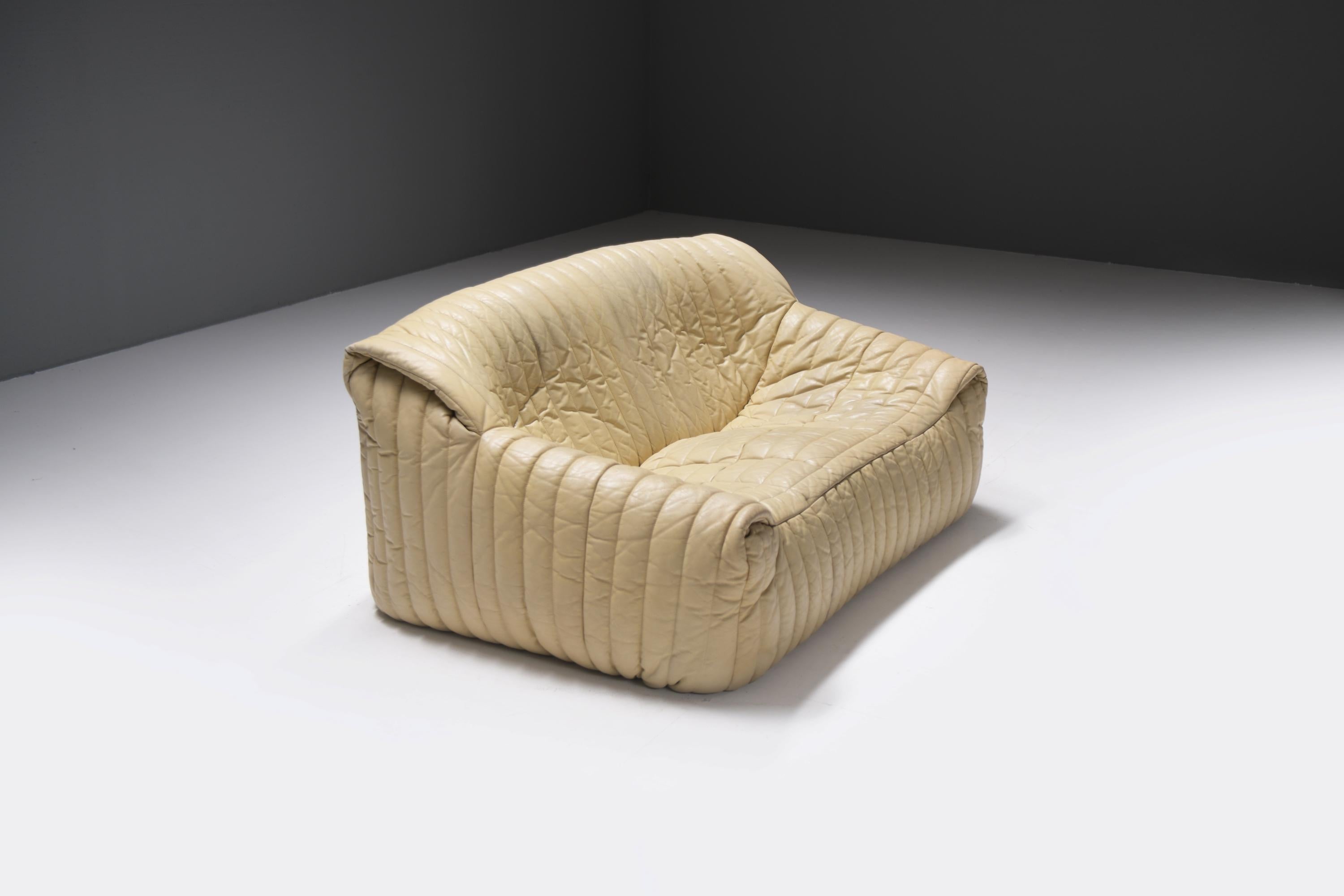 Seltenes Vintage Sandra-Sofa aus Original-Leder – Annie Hieronimus für Cinna France im Angebot 3